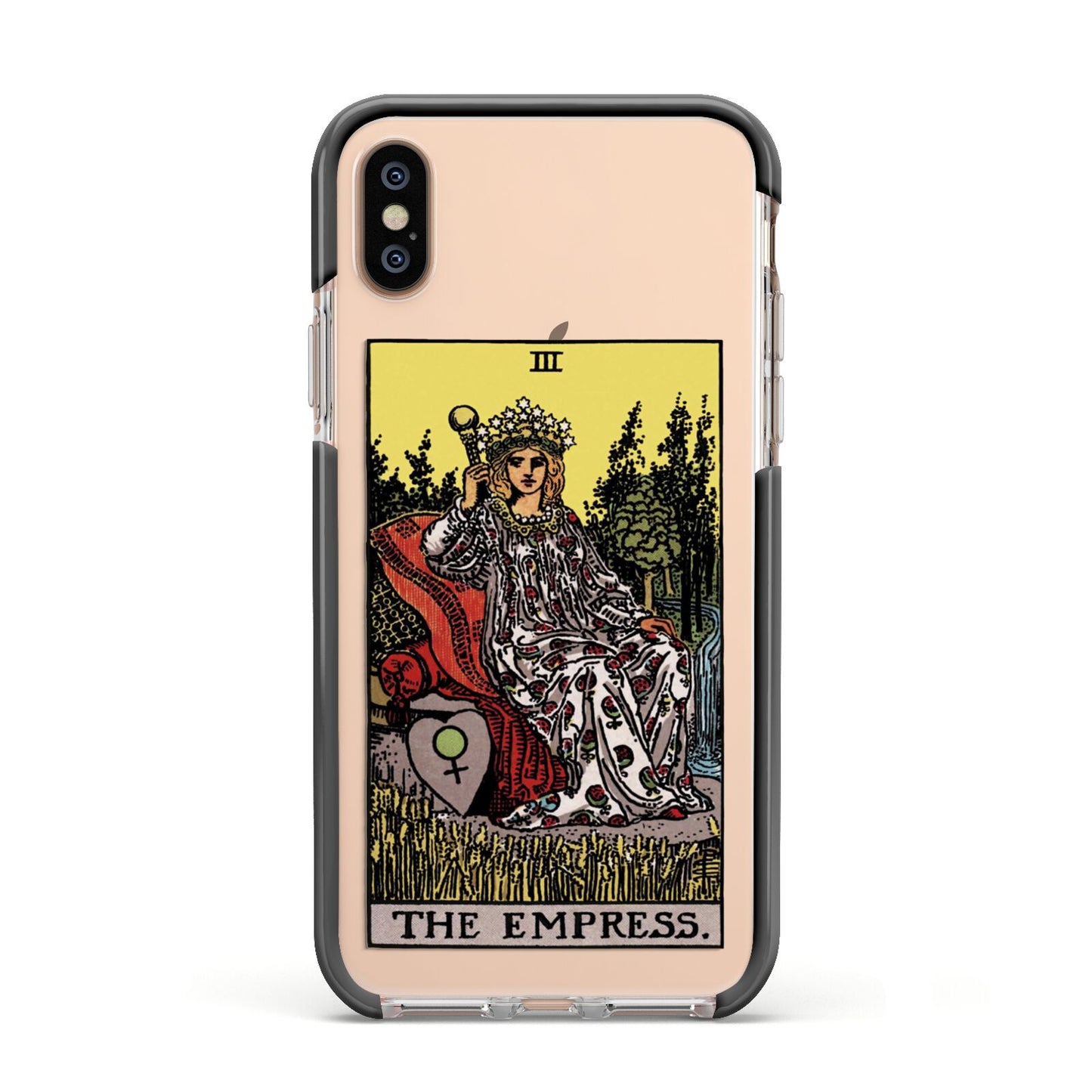 The Empress Tarot Card Apple iPhone Xs Impact Case Black Edge on Gold Phone