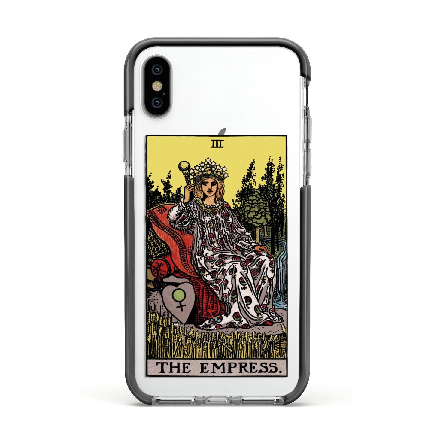 The Empress Tarot Card Apple iPhone Xs Impact Case Black Edge on Silver Phone