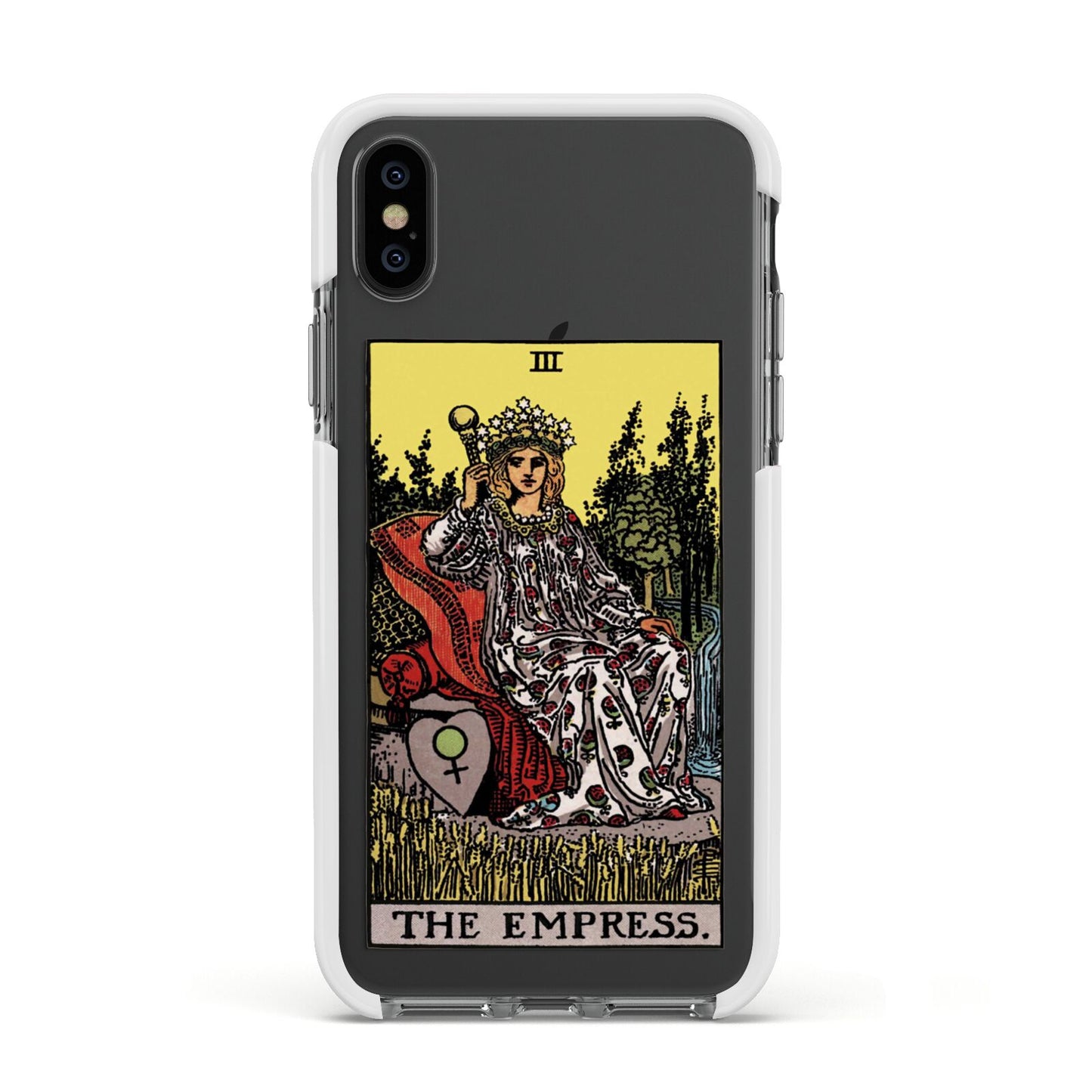 The Empress Tarot Card Apple iPhone Xs Impact Case White Edge on Black Phone