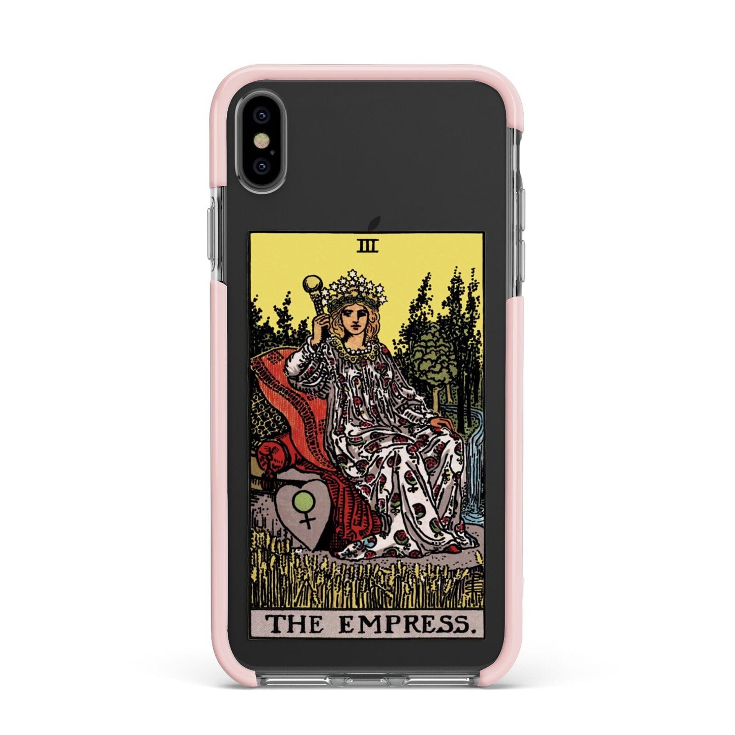 The Empress Tarot Card Apple iPhone Xs Max Impact Case Pink Edge on Black Phone