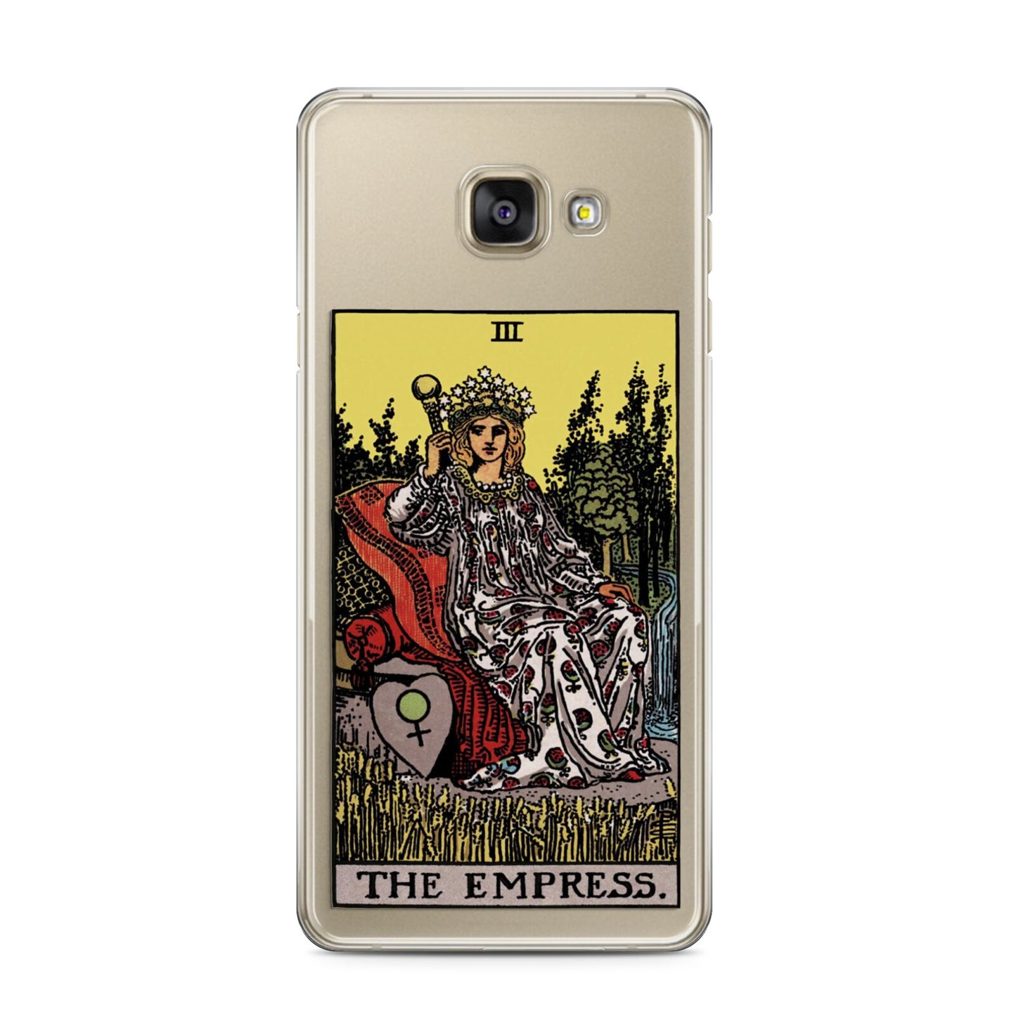 The Empress Tarot Card Samsung Galaxy A3 2016 Case on gold phone