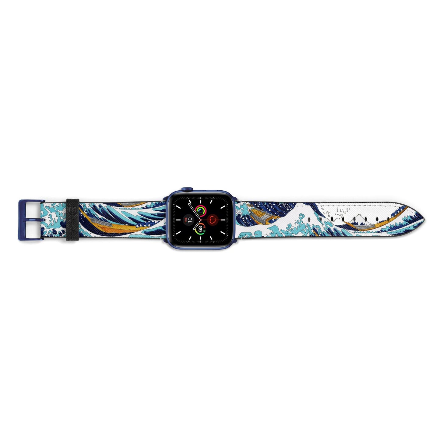 The Great Wave By Katsushika Hokusai Apple Watch Strap Landscape Image Blue Hardware