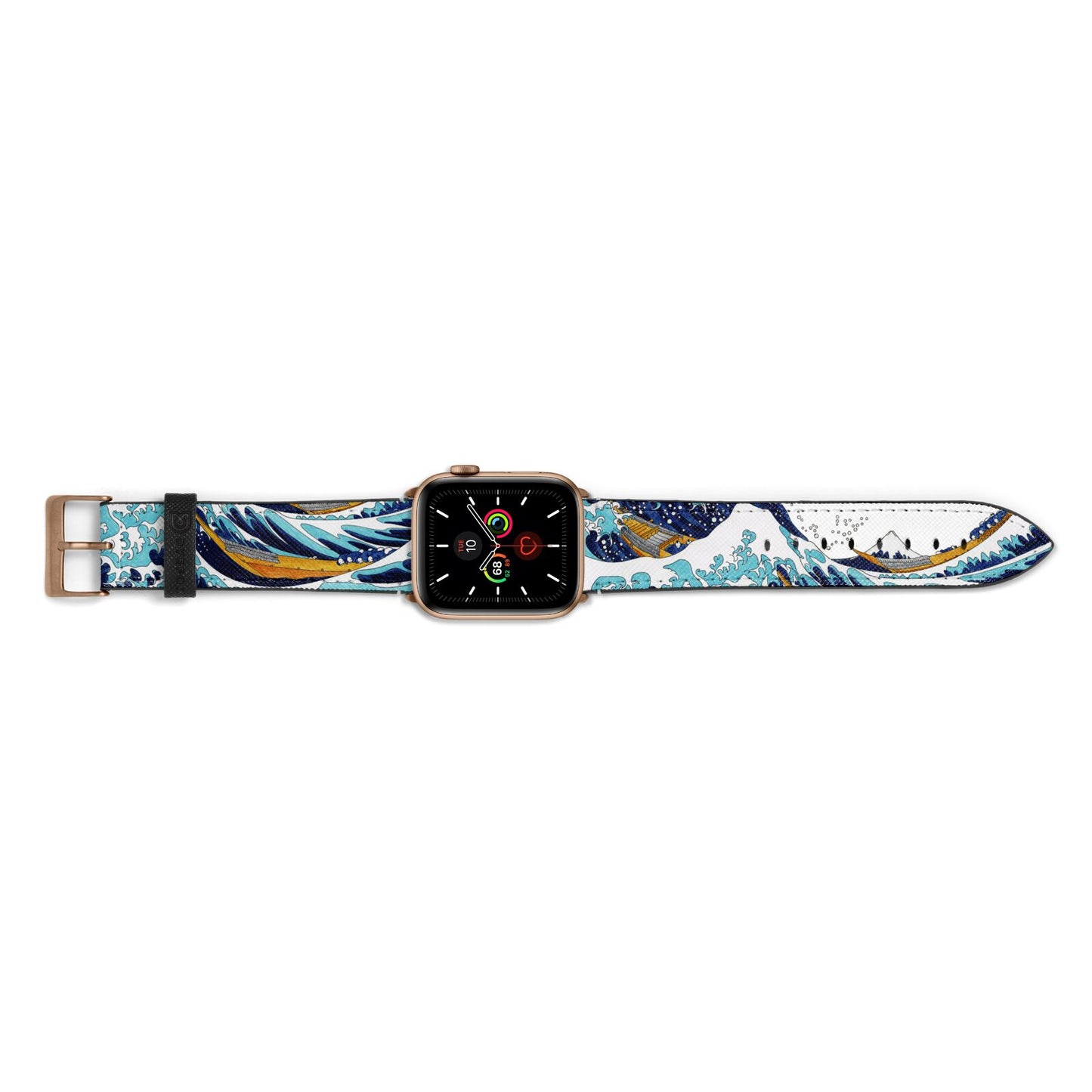 The Great Wave By Katsushika Hokusai Apple Watch Strap Landscape Image Gold Hardware