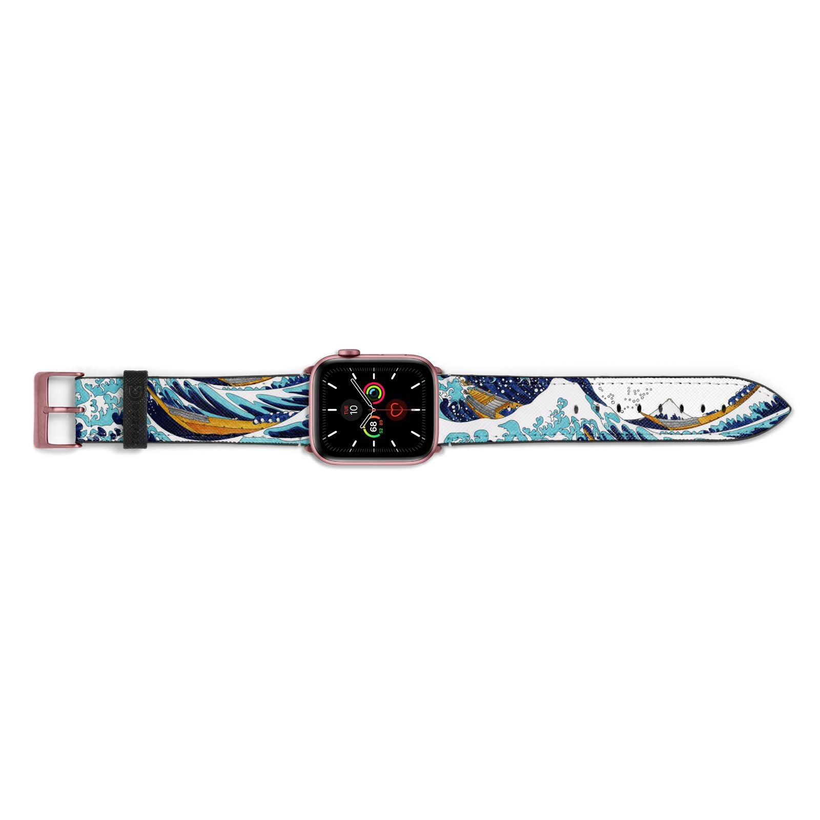 The Great Wave By Katsushika Hokusai Apple Watch Strap Landscape Image Rose Gold Hardware