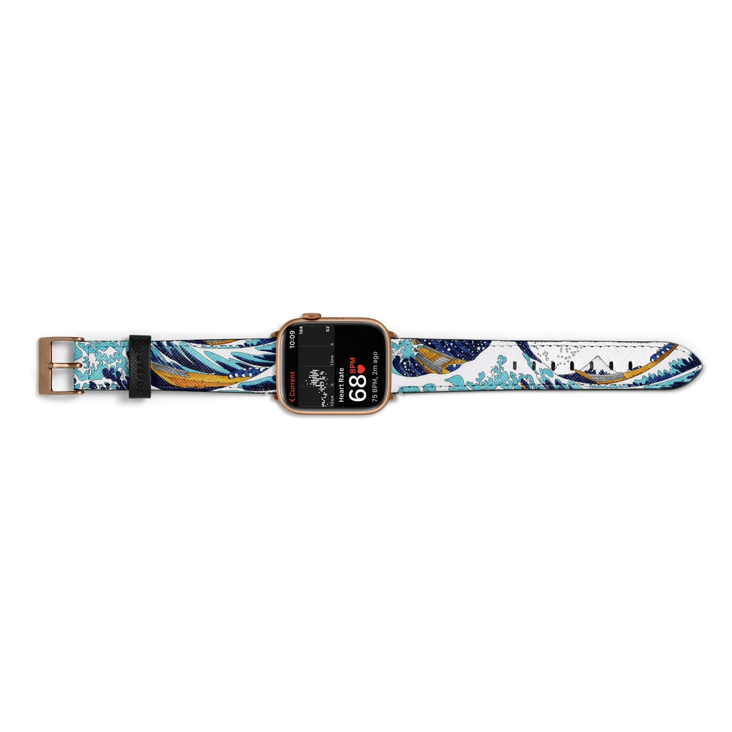 The Great Wave By Katsushika Hokusai Apple Watch Strap Size 38mm Landscape Image Gold Hardware