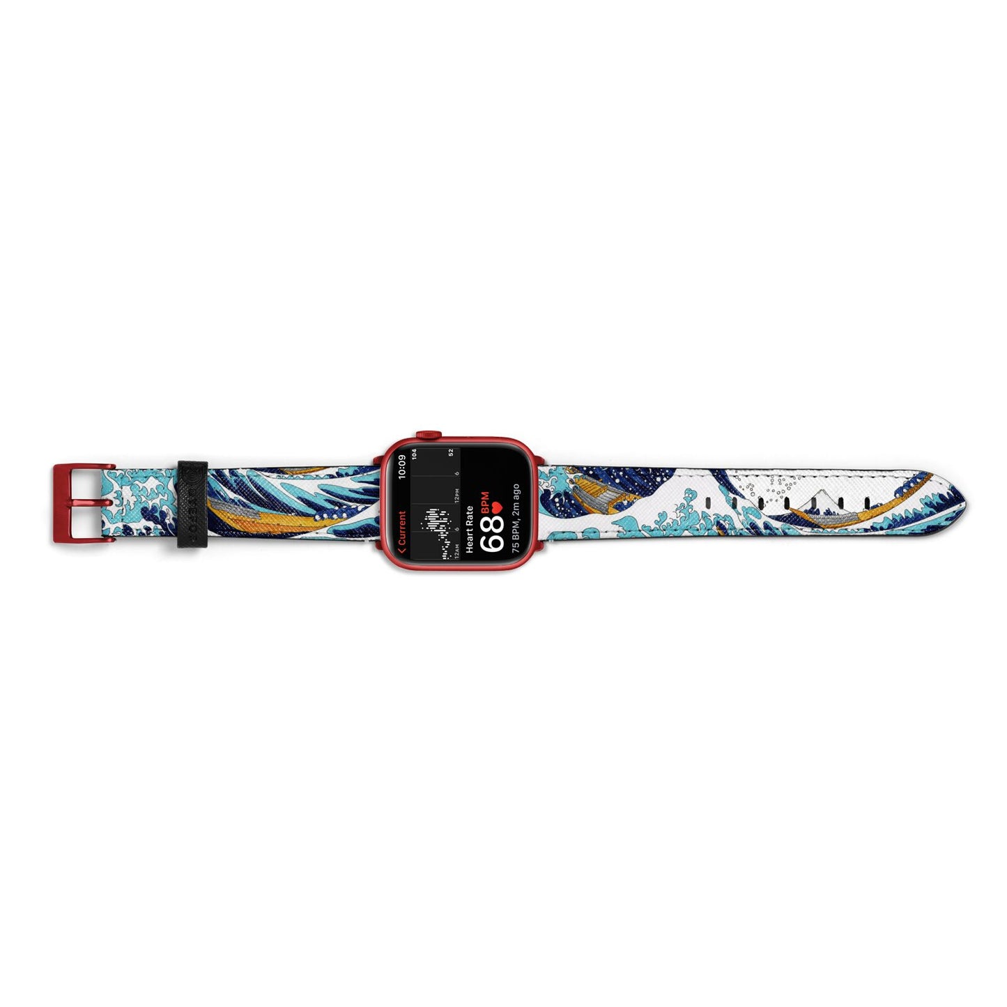 The Great Wave By Katsushika Hokusai Apple Watch Strap Size 38mm Landscape Image Red Hardware