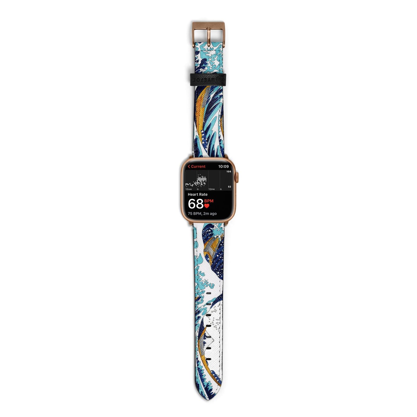 The Great Wave By Katsushika Hokusai Apple Watch Strap Size 38mm with Gold Hardware