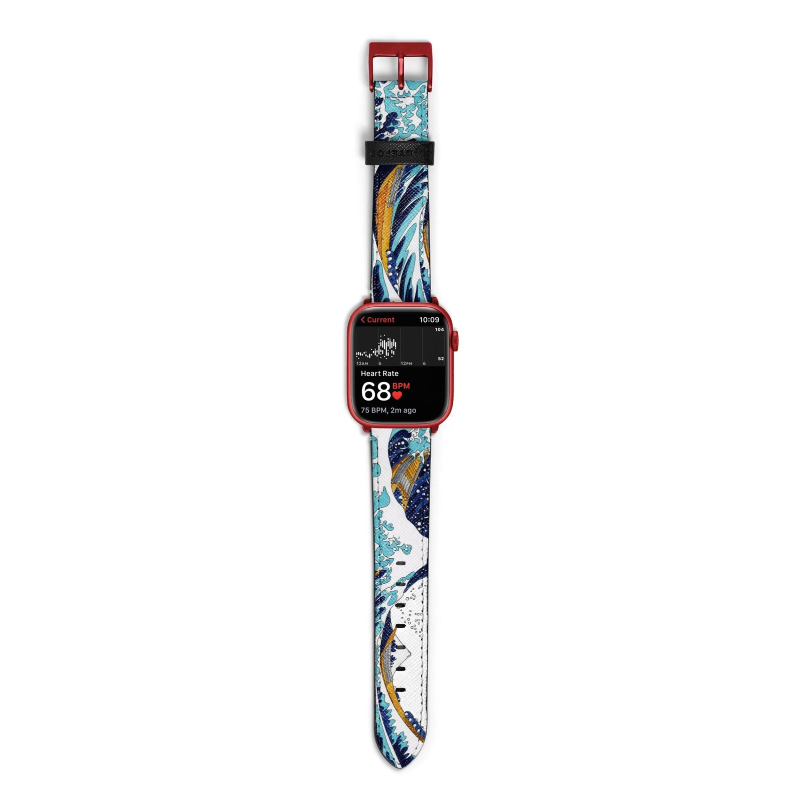 The Great Wave By Katsushika Hokusai Apple Watch Strap Size 38mm with Red Hardware