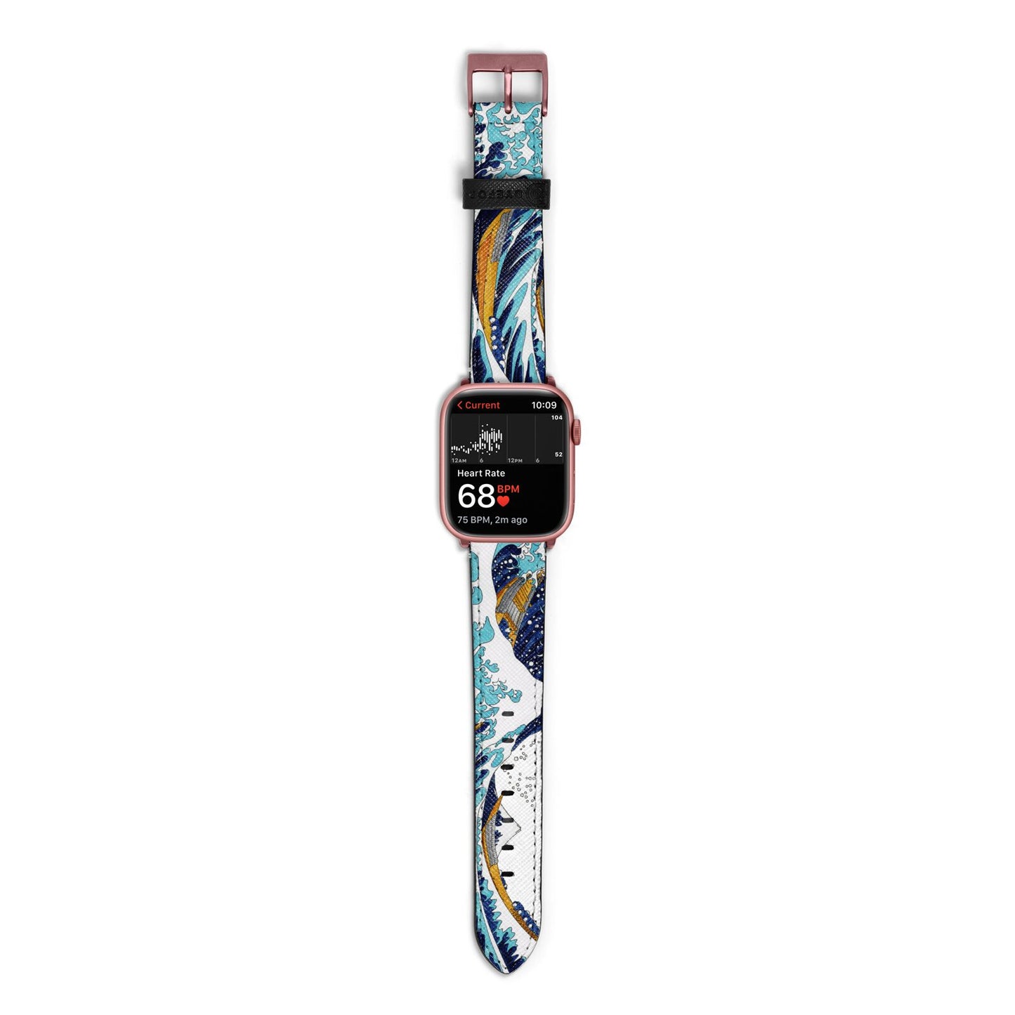 The Great Wave By Katsushika Hokusai Apple Watch Strap Size 38mm with Rose Gold Hardware