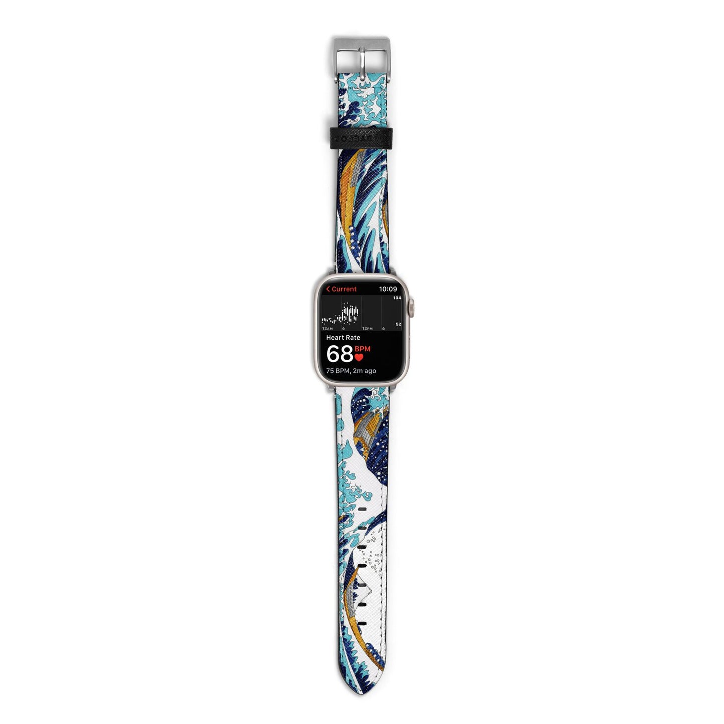 The Great Wave By Katsushika Hokusai Apple Watch Strap Size 38mm with Silver Hardware