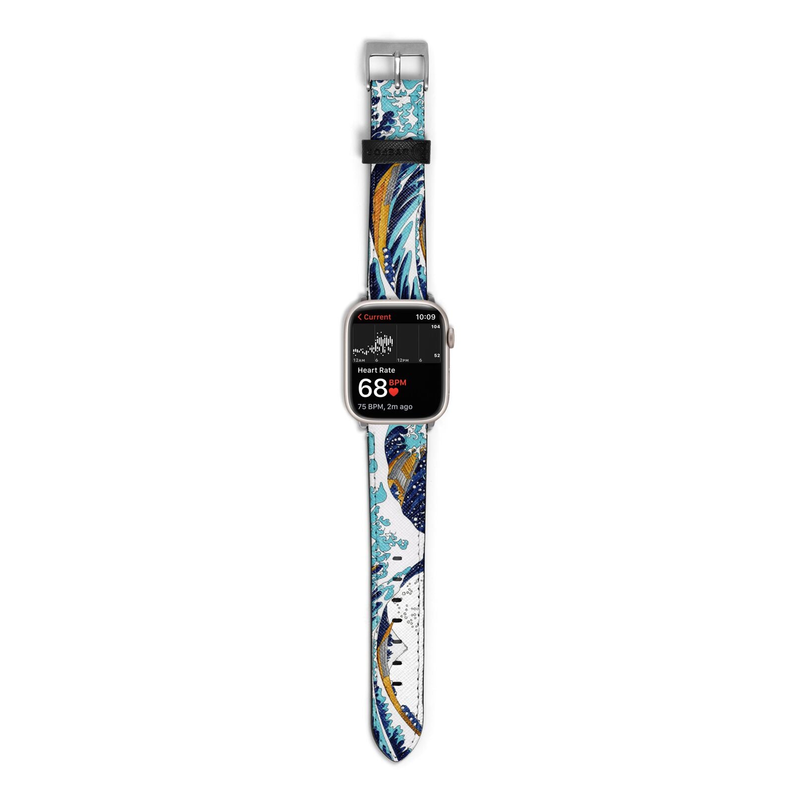 The Great Wave By Katsushika Hokusai Apple Watch Strap Size 38mm with Silver Hardware