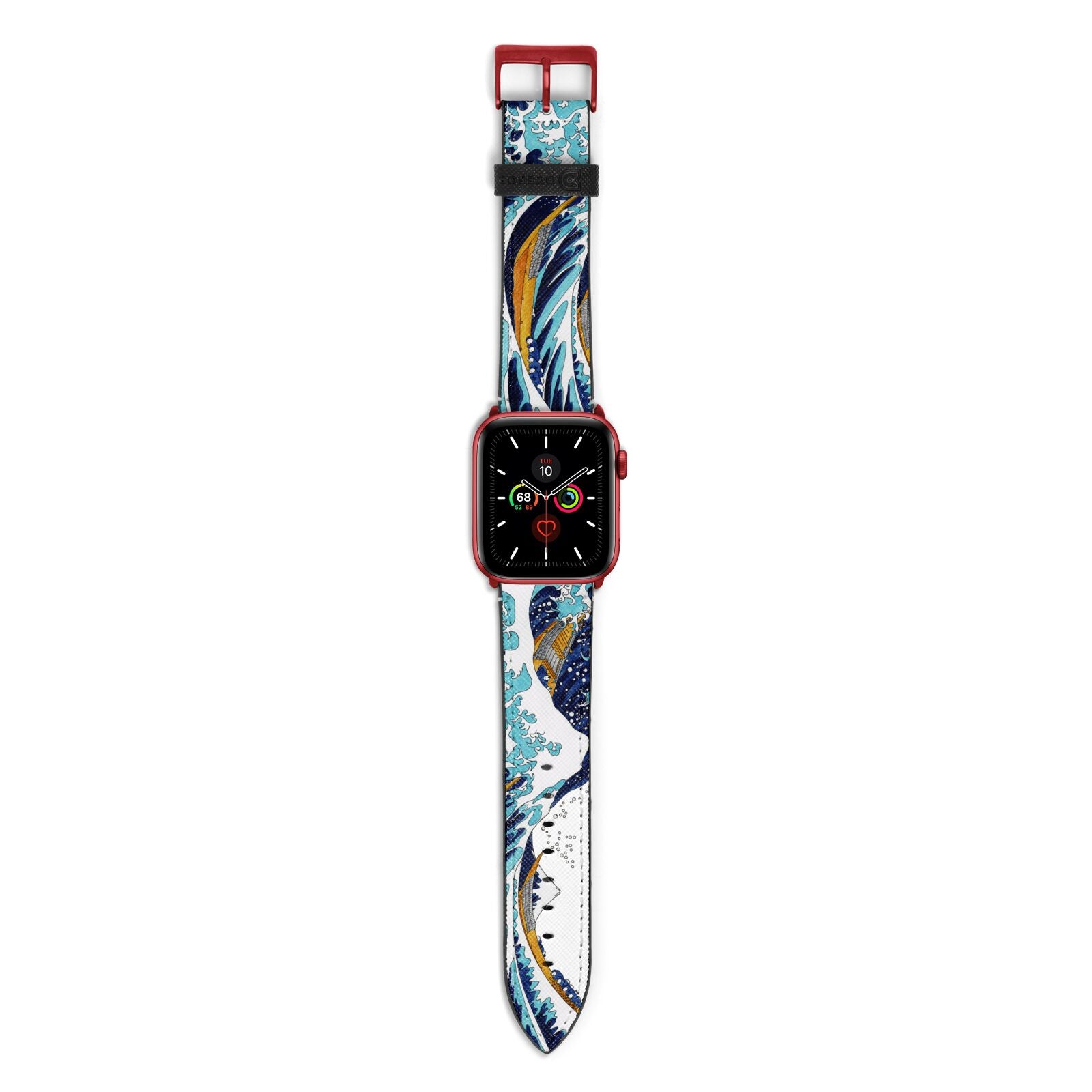 The Great Wave By Katsushika Hokusai Apple Watch Strap with Red Hardware