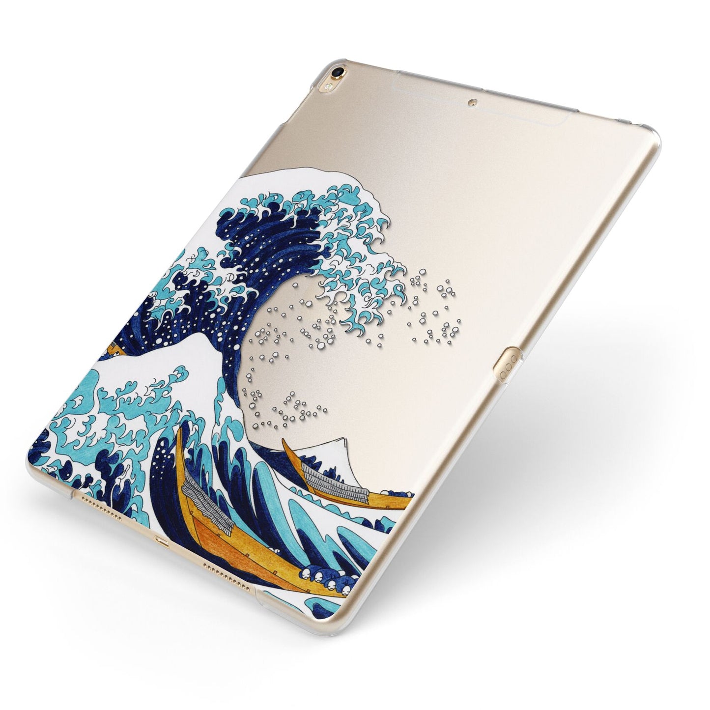 The Great Wave By Katsushika Hokusai Apple iPad Case on Gold iPad Side View