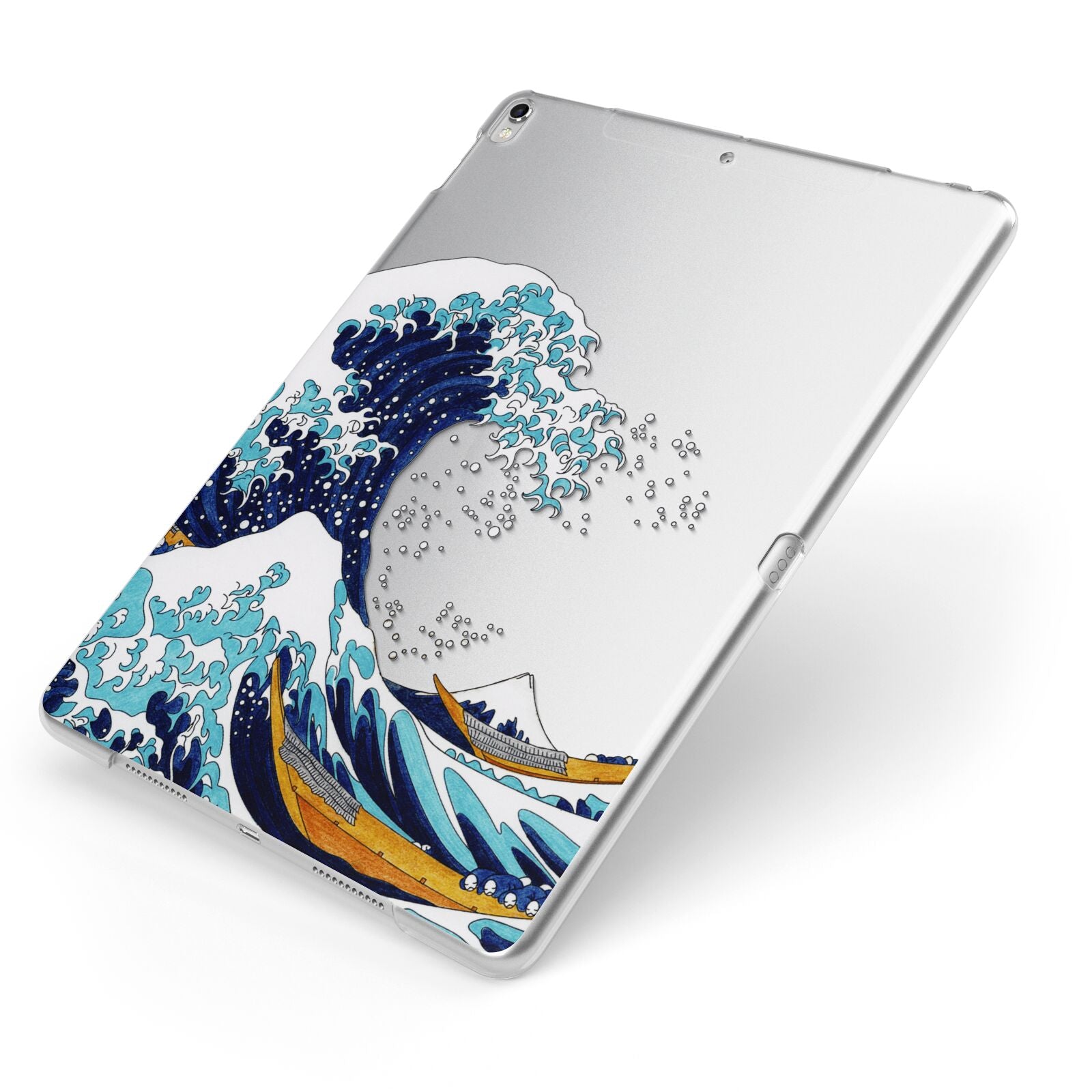 The Great Wave By Katsushika Hokusai Apple iPad Case on Silver iPad Side View