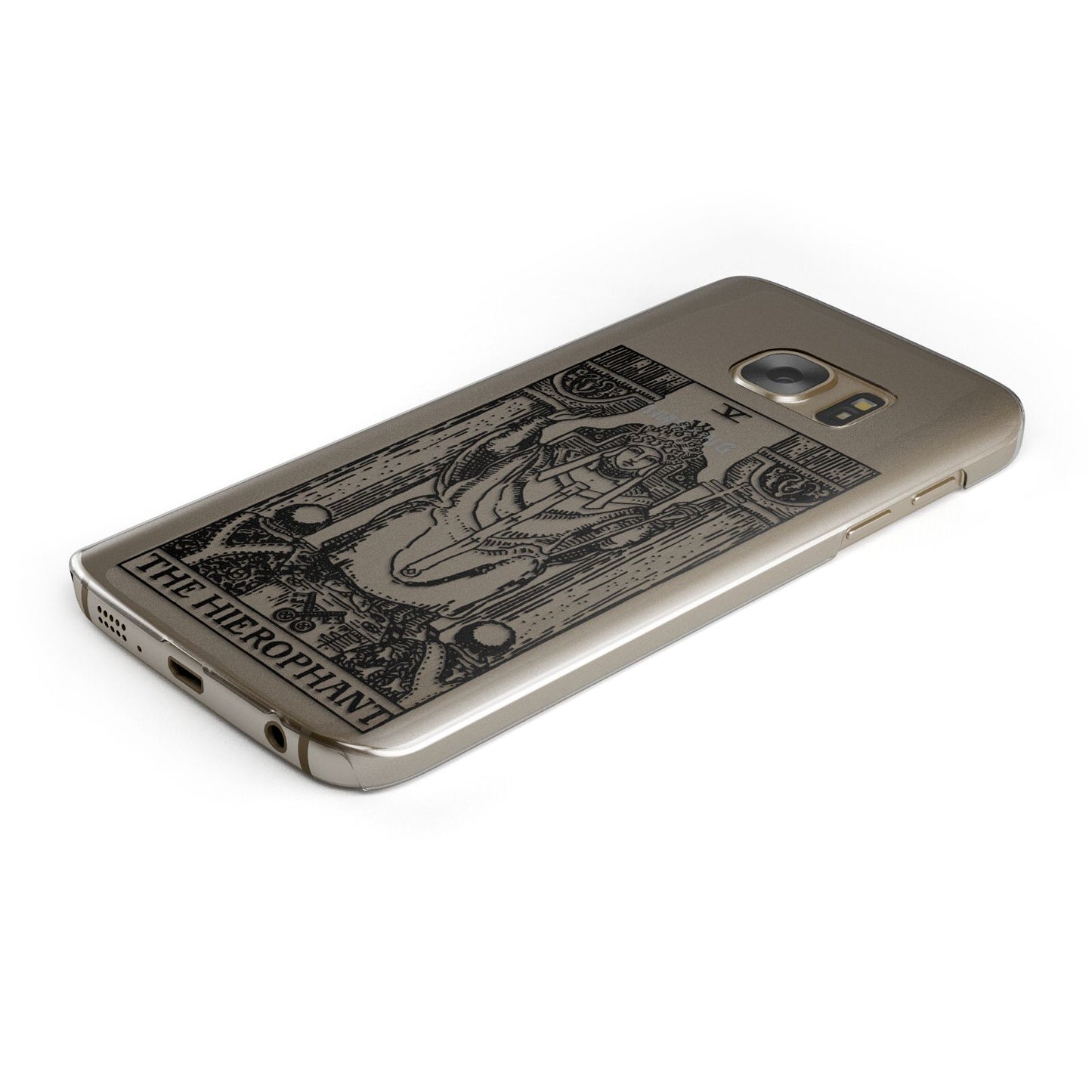 The Hierophant Monochrome Tarot Card Protective Samsung Galaxy Case Angled Image