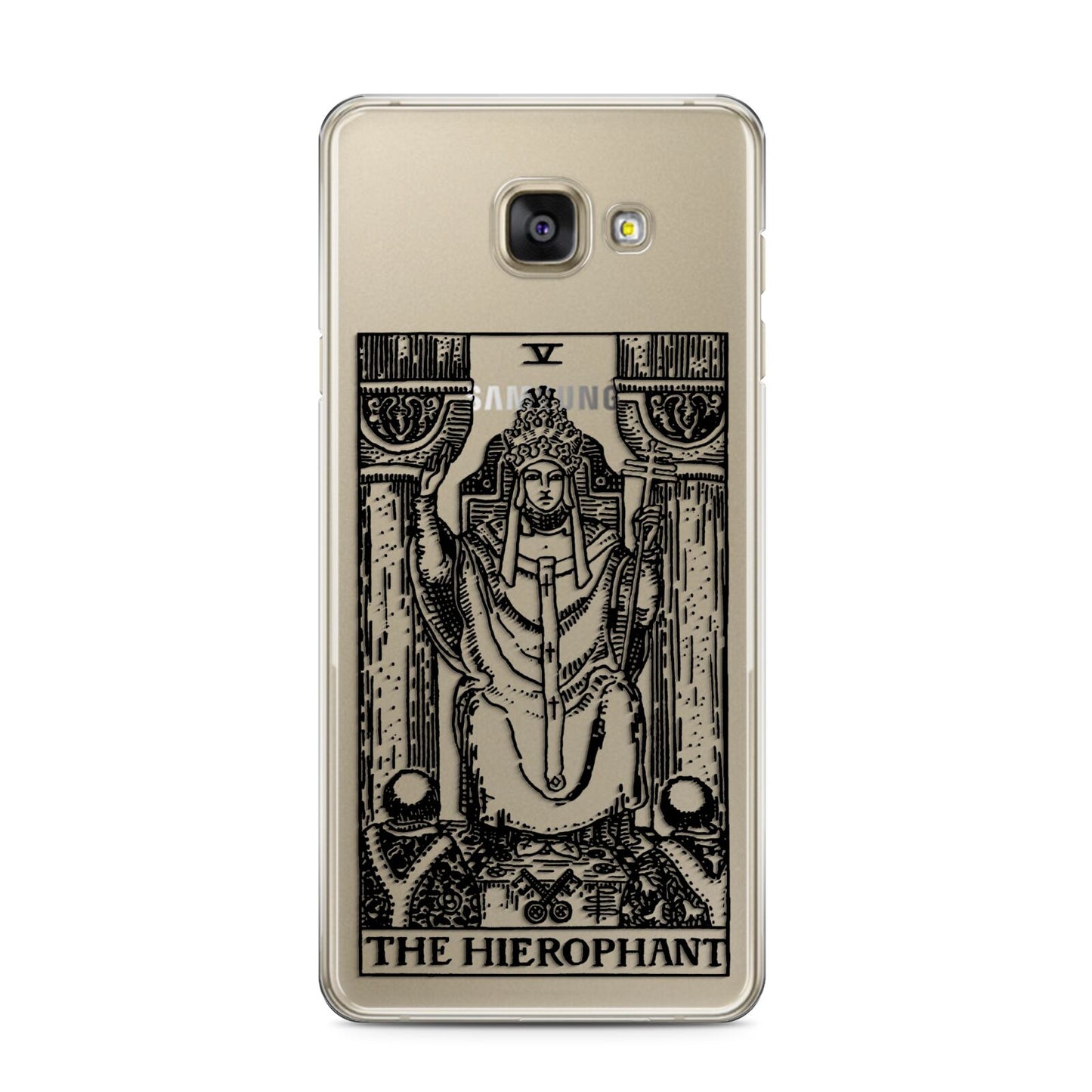 The Hierophant Monochrome Tarot Card Samsung Galaxy A3 2016 Case on gold phone