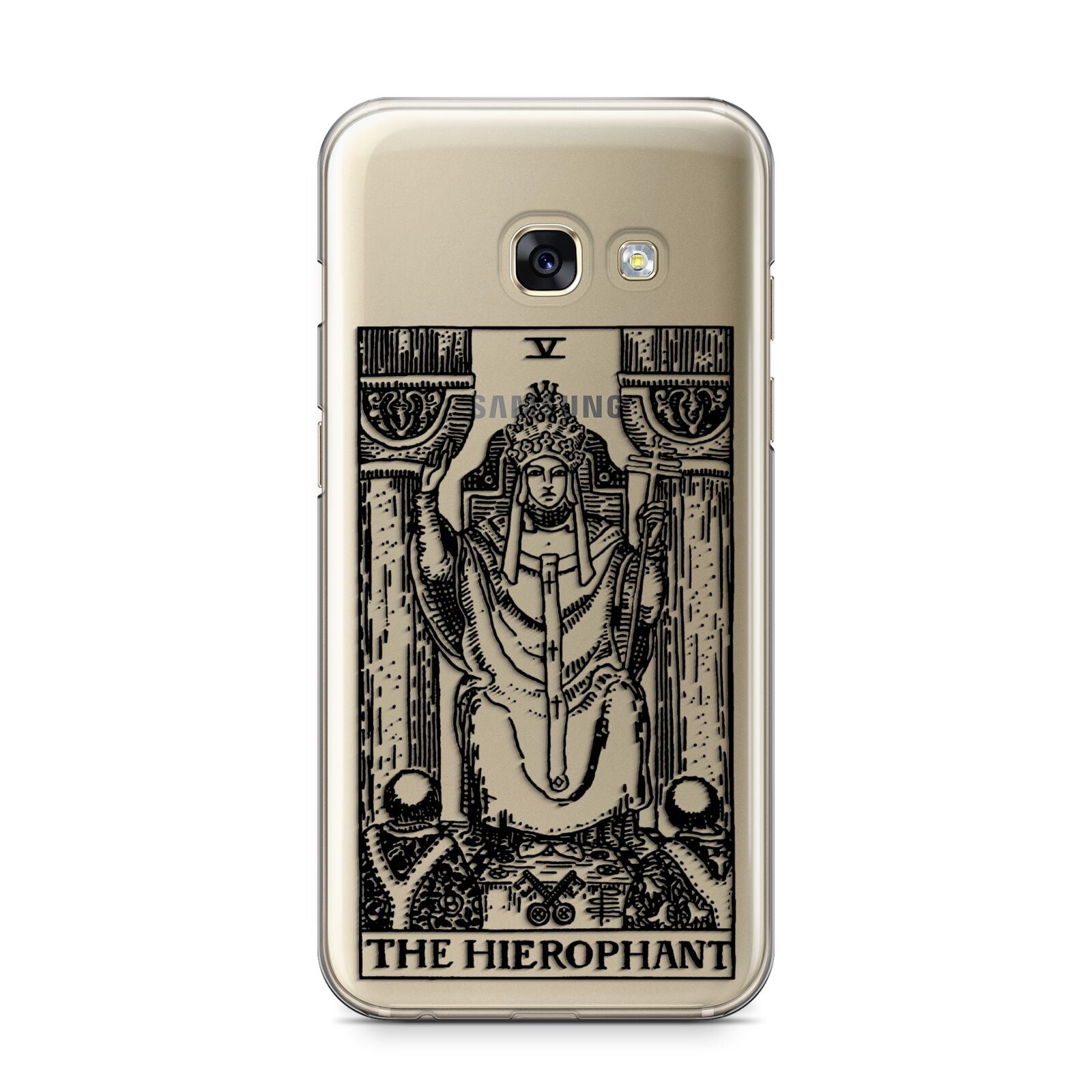 The Hierophant Monochrome Tarot Card Samsung Galaxy A3 2017 Case on gold phone