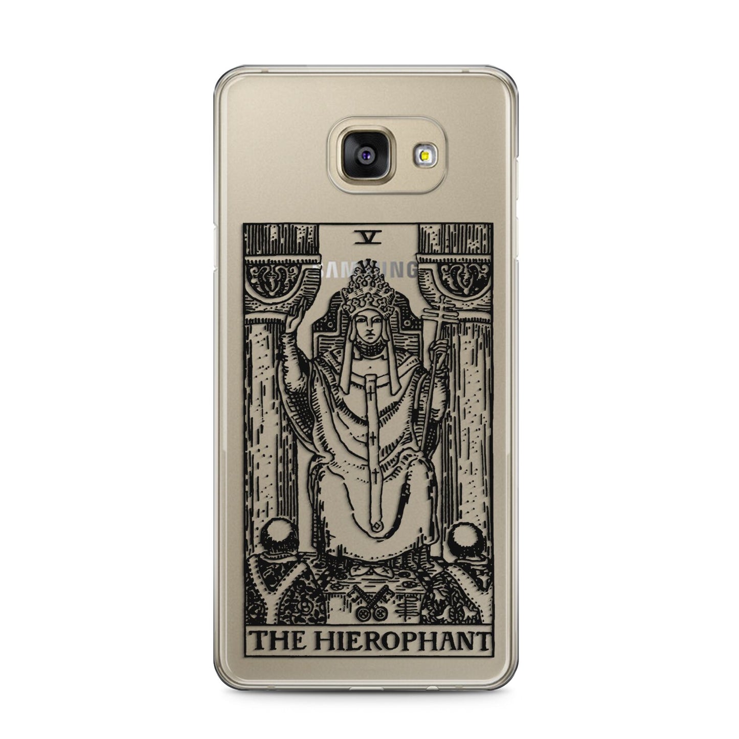 The Hierophant Monochrome Tarot Card Samsung Galaxy A5 2016 Case on gold phone