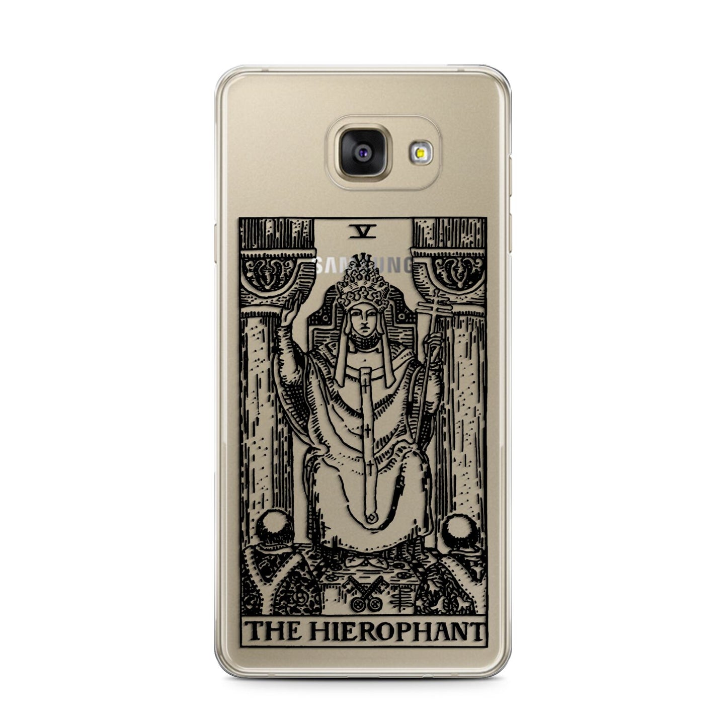 The Hierophant Monochrome Tarot Card Samsung Galaxy A7 2016 Case on gold phone