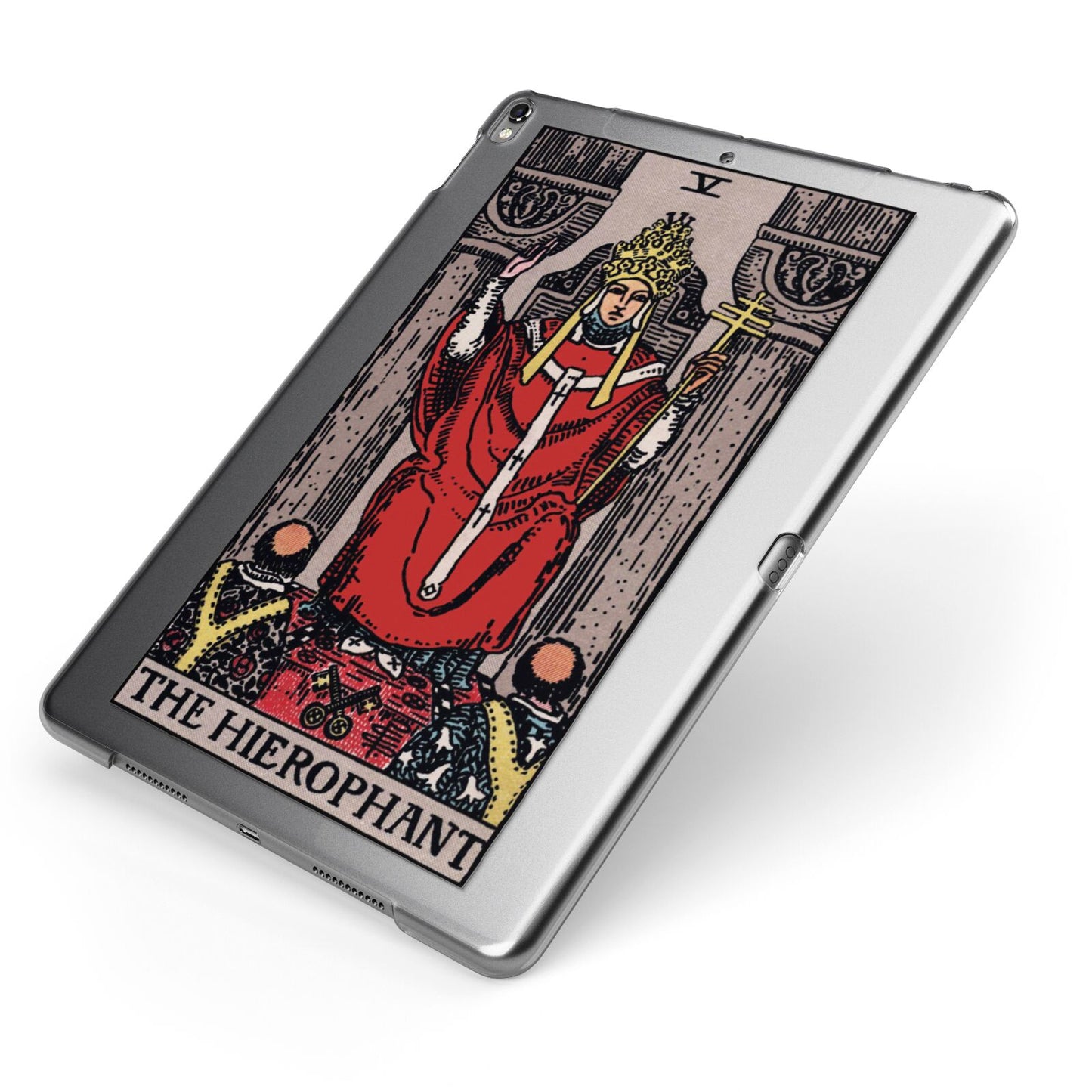 The Hierophant Tarot Card Apple iPad Case on Grey iPad Side View