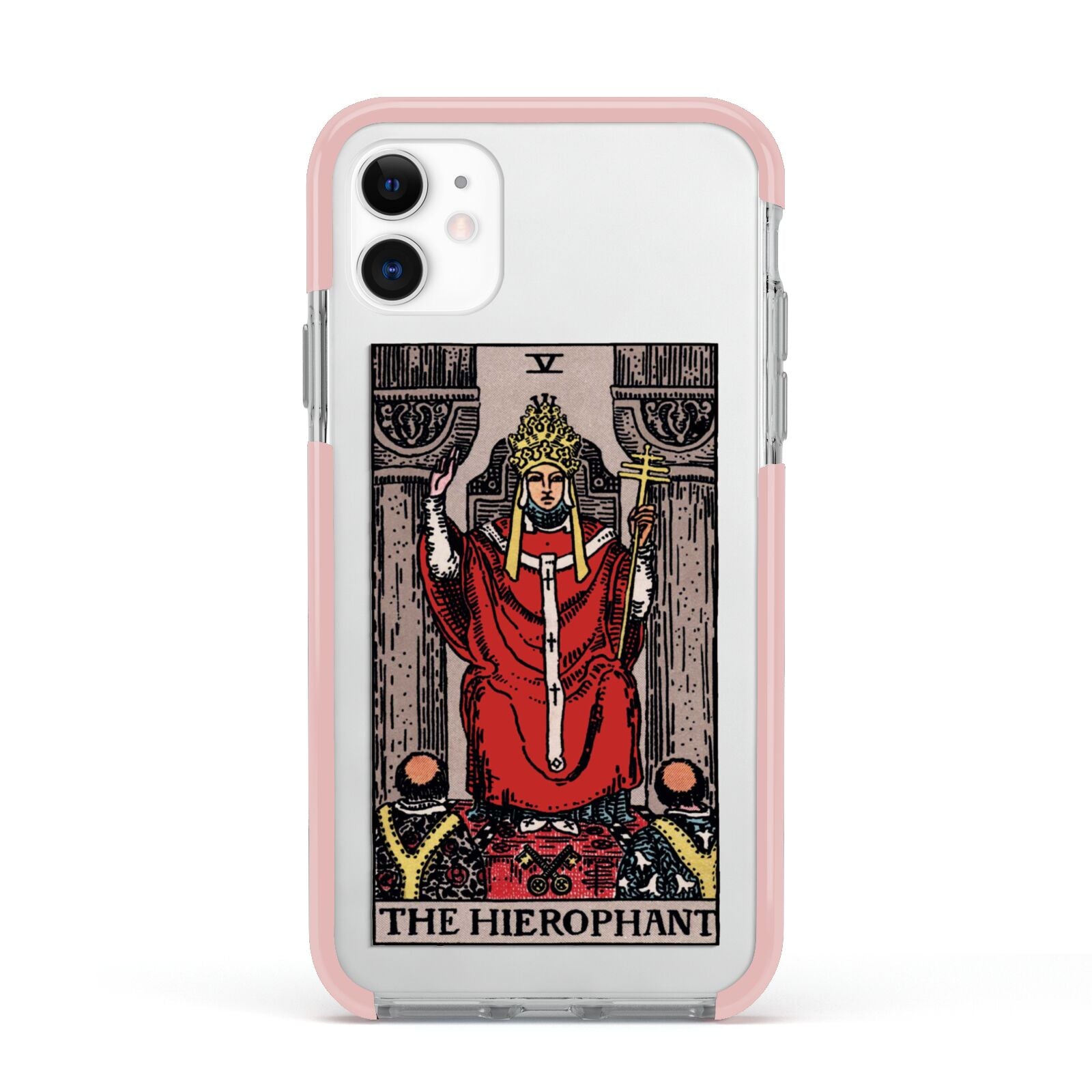 The Hierophant Tarot Card Apple iPhone 11 in White with Pink Impact Case