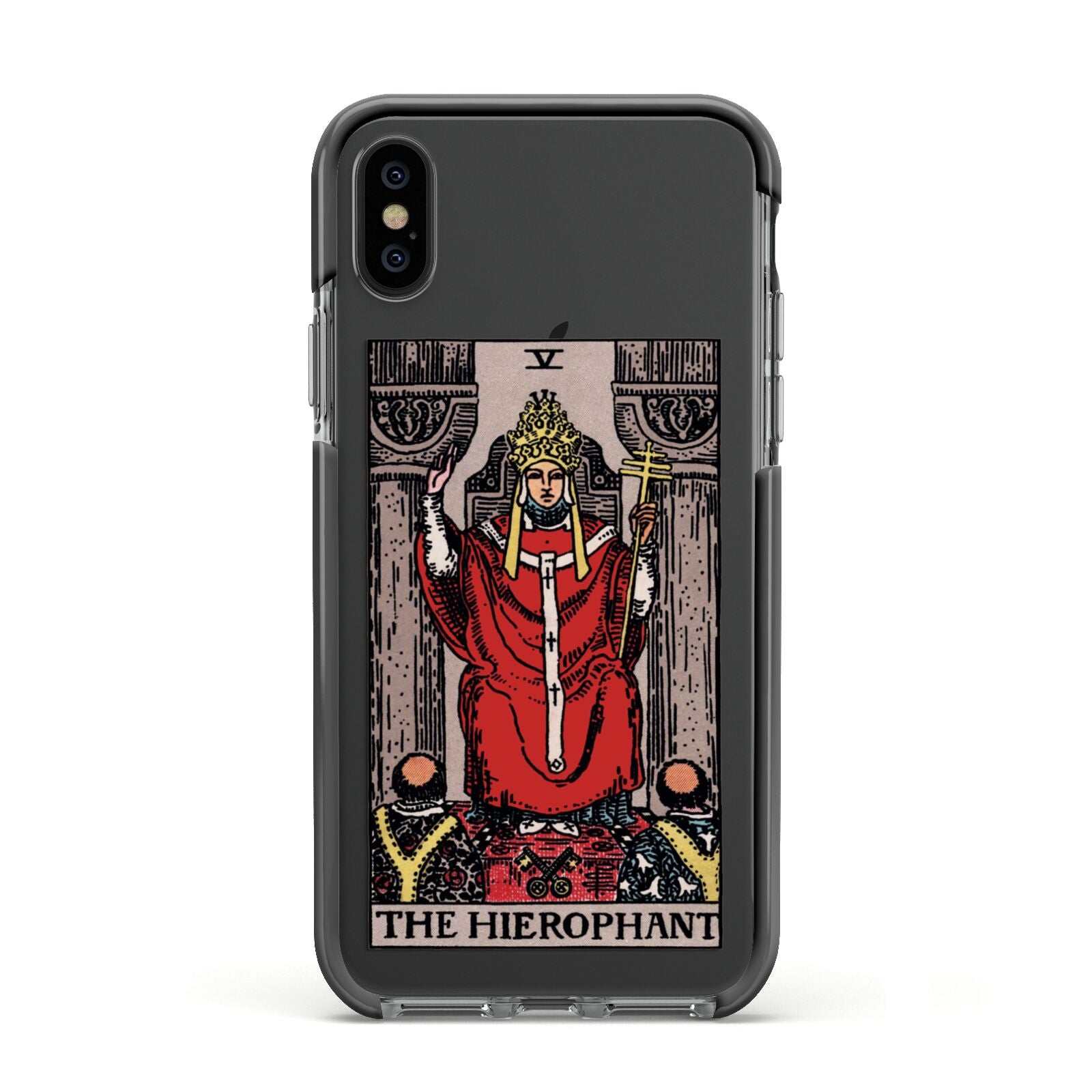 The Hierophant Tarot Card Apple iPhone Xs Impact Case Black Edge on Black Phone