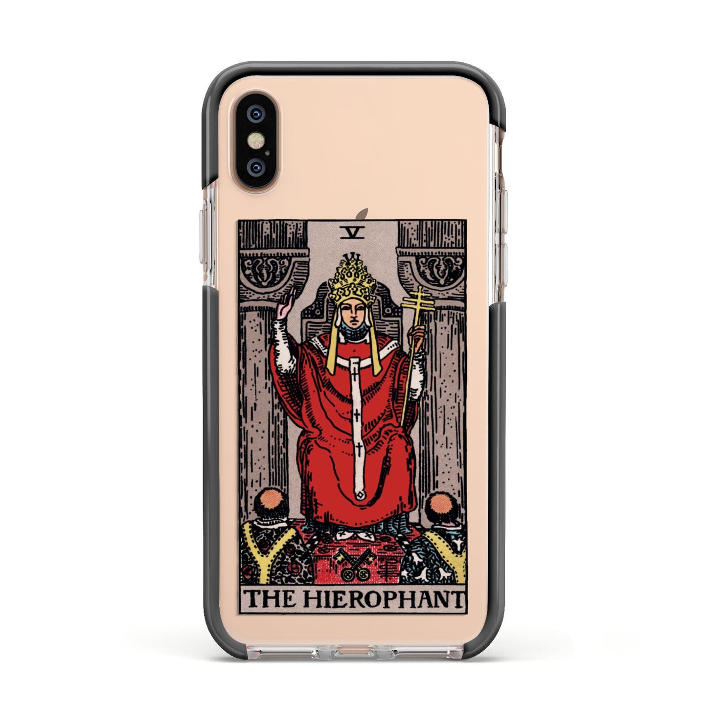 The Hierophant Tarot Card Apple iPhone Xs Impact Case Black Edge on Gold Phone