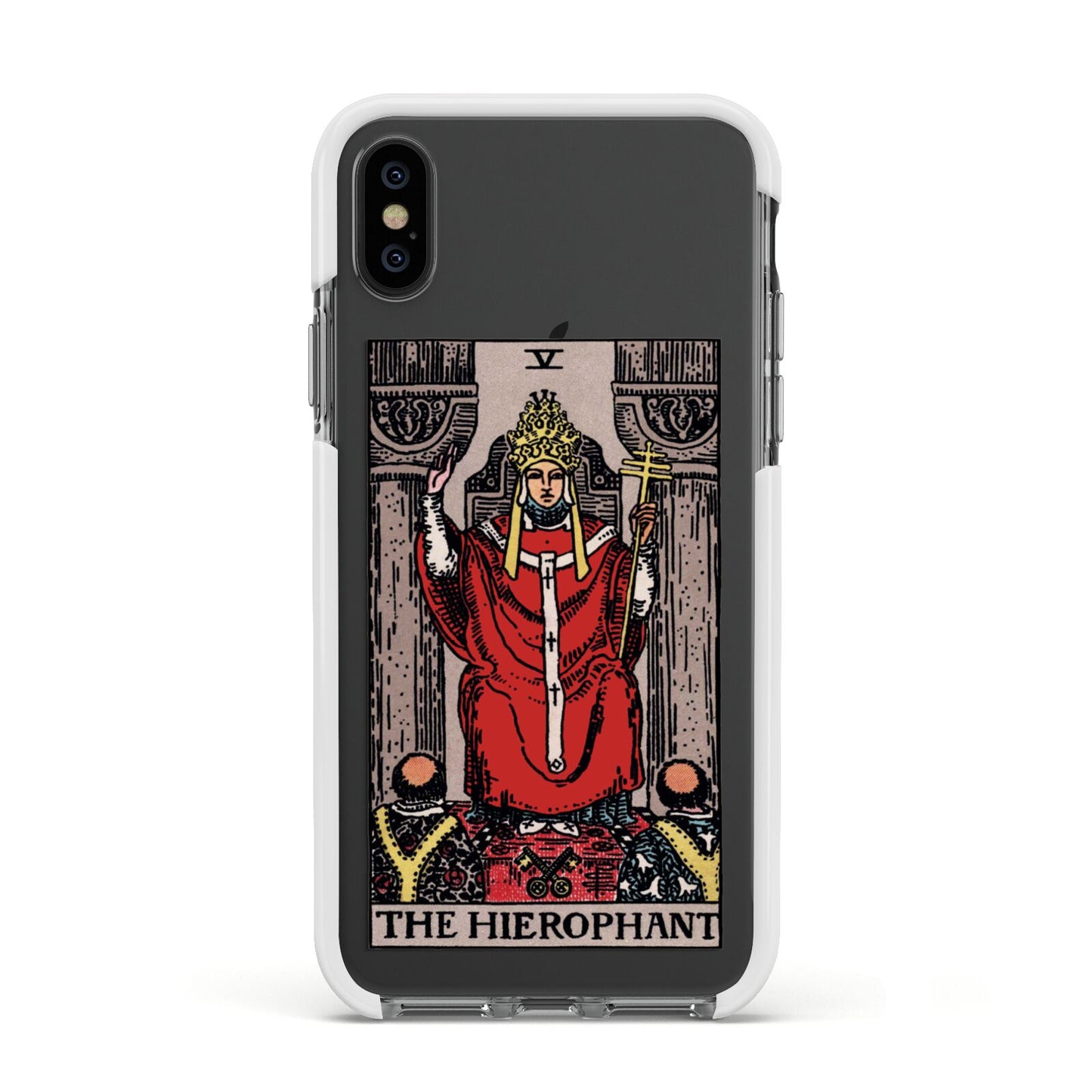 The Hierophant Tarot Card Apple iPhone Xs Impact Case White Edge on Black Phone