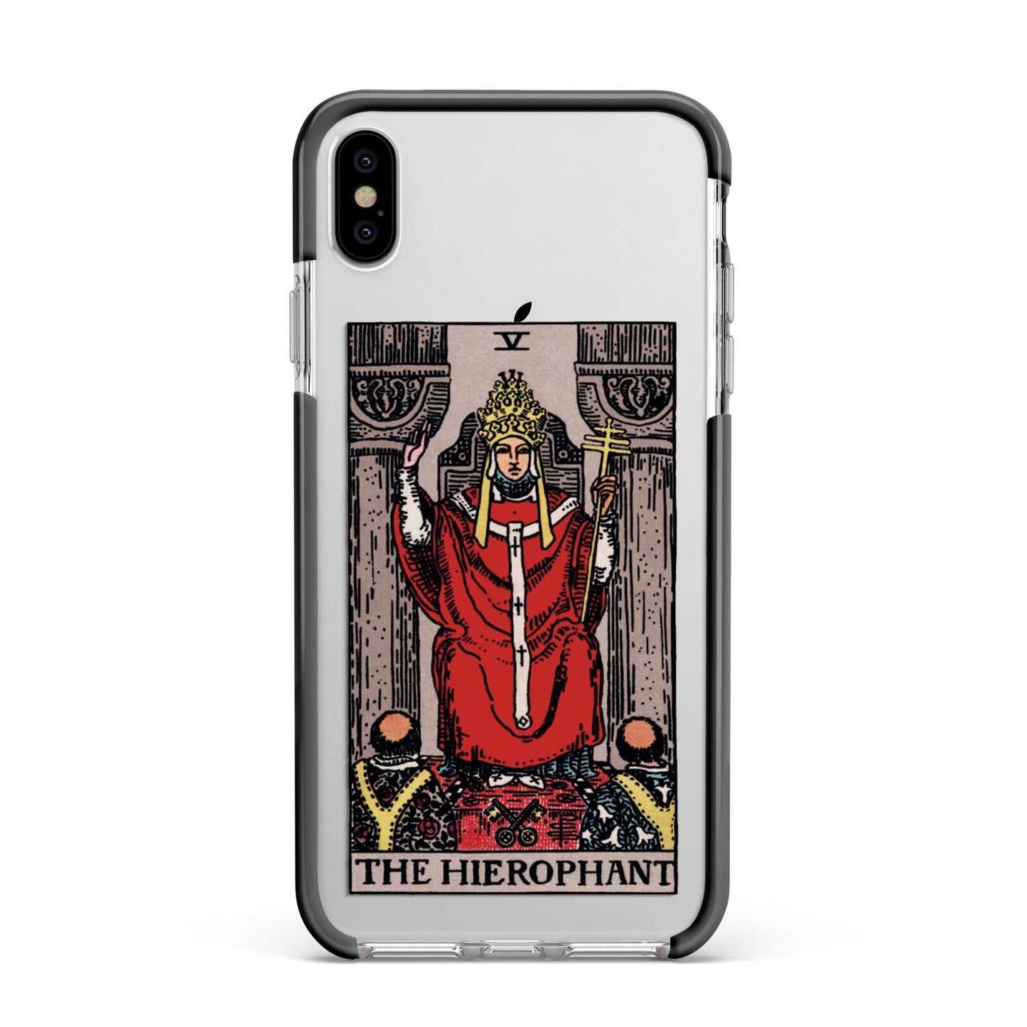 The Hierophant Tarot Card Apple iPhone Xs Max Impact Case Black Edge on Silver Phone