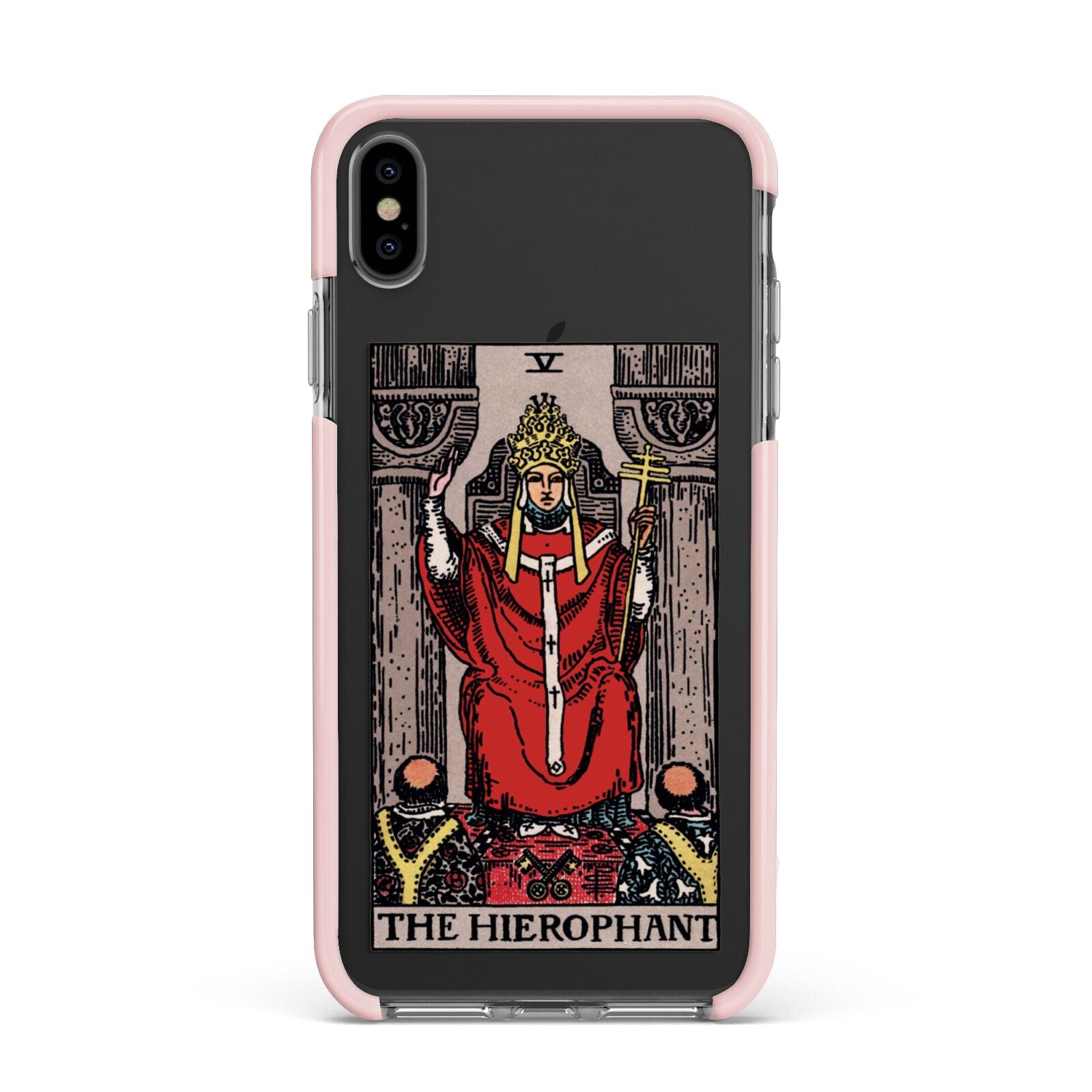 The Hierophant Tarot Card Apple iPhone Xs Max Impact Case Pink Edge on Black Phone