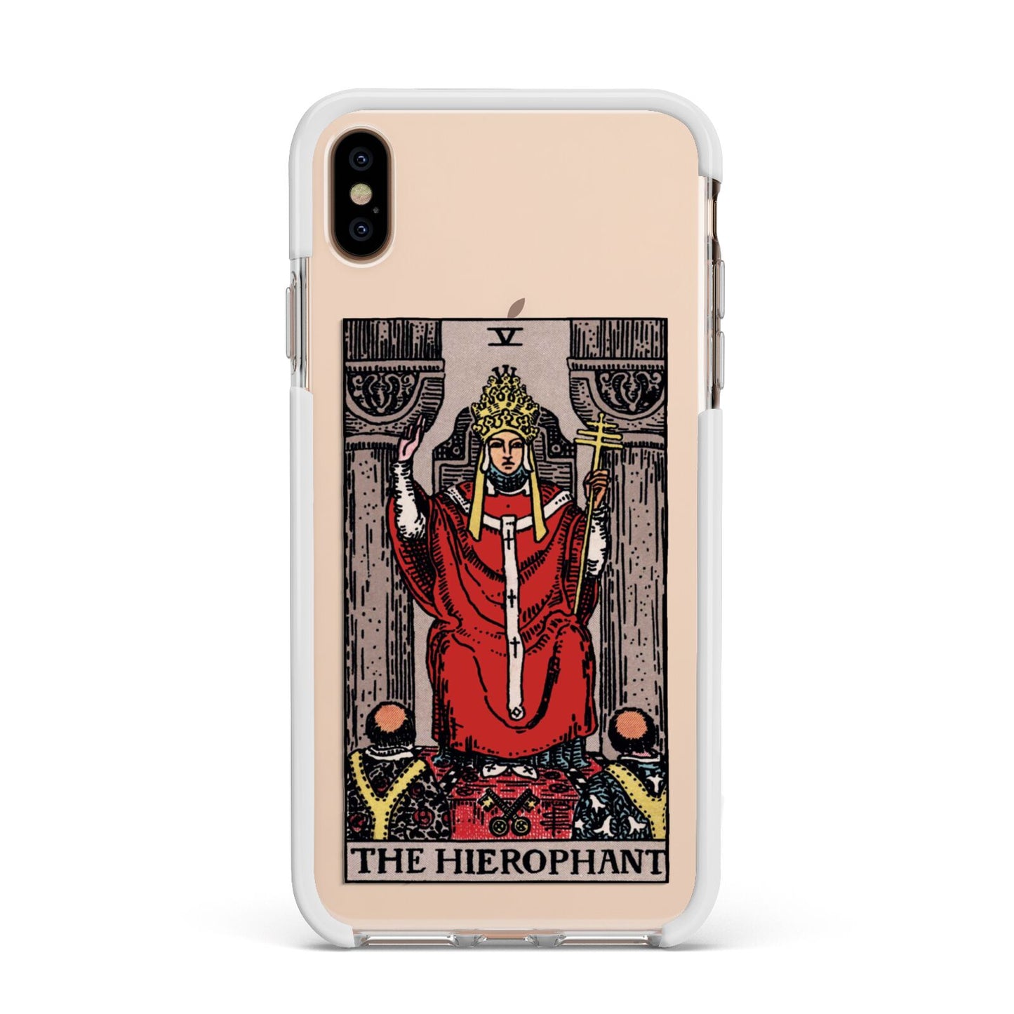 The Hierophant Tarot Card Apple iPhone Xs Max Impact Case White Edge on Gold Phone