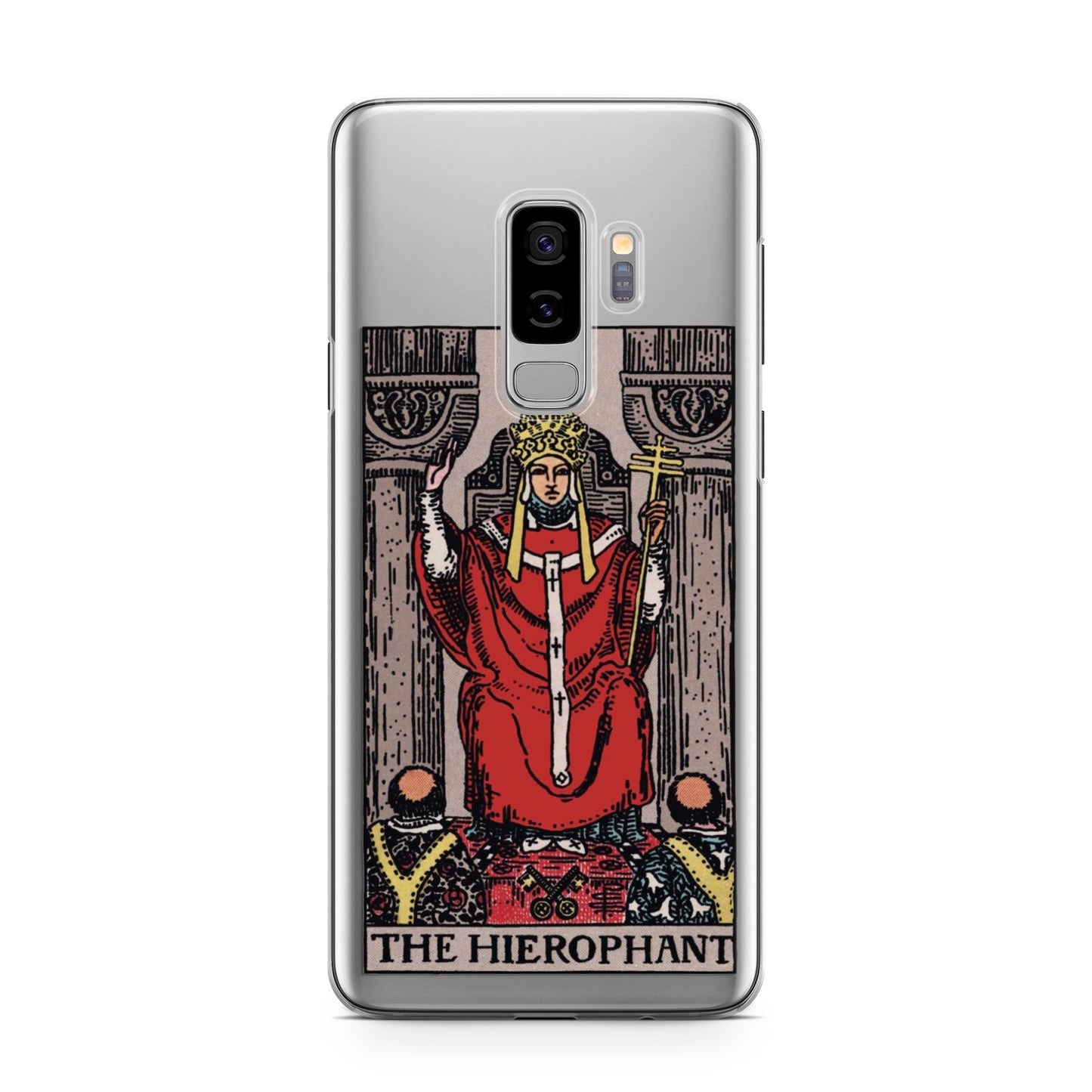 The Hierophant Tarot Card Samsung Galaxy S9 Plus Case on Silver phone