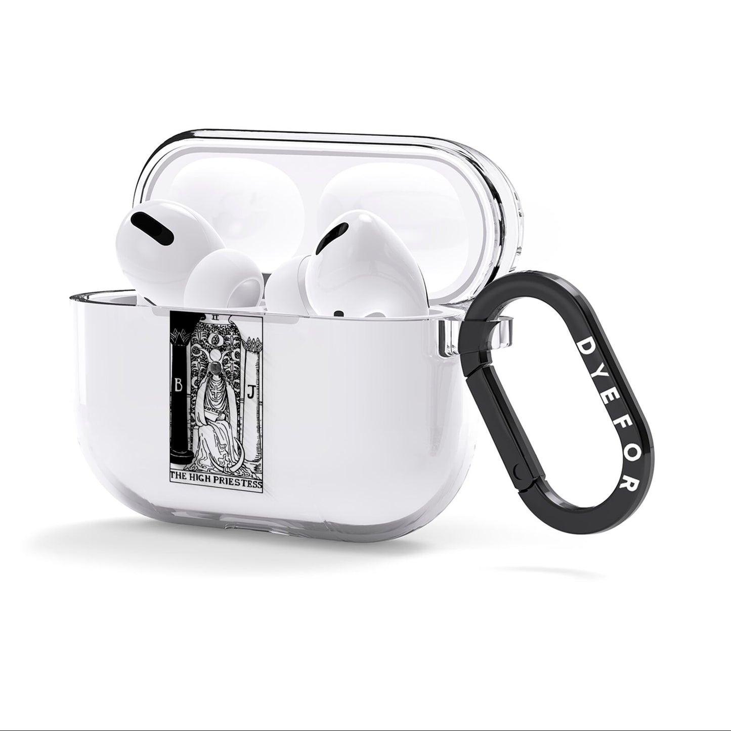 The High Priestess Monochrome Tarot Card AirPods Clear Case 3rd Gen Side Image