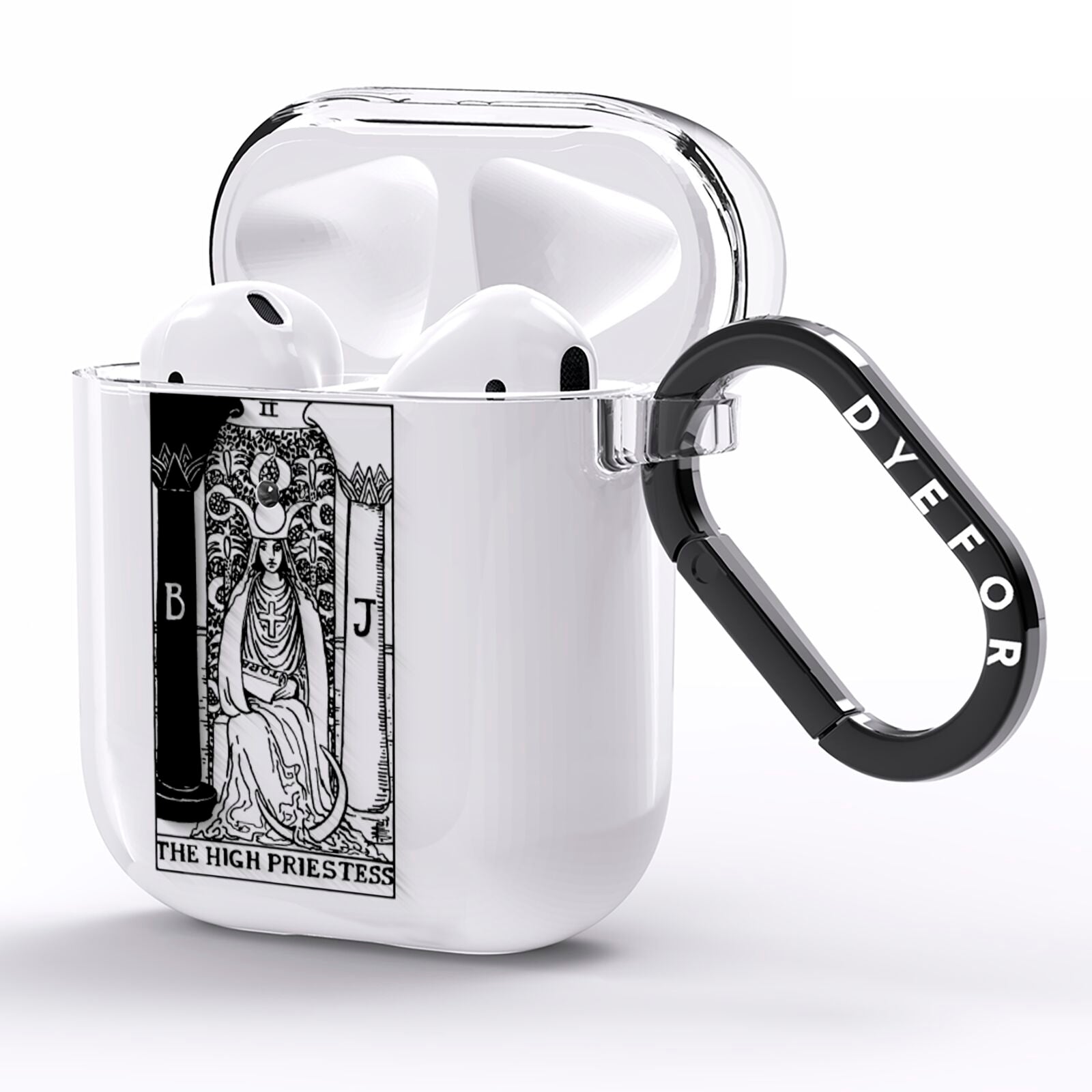 The High Priestess Monochrome Tarot Card AirPods Clear Case Side Image