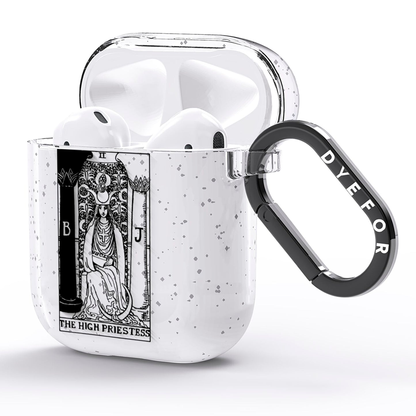 The High Priestess Monochrome Tarot Card AirPods Glitter Case Side Image