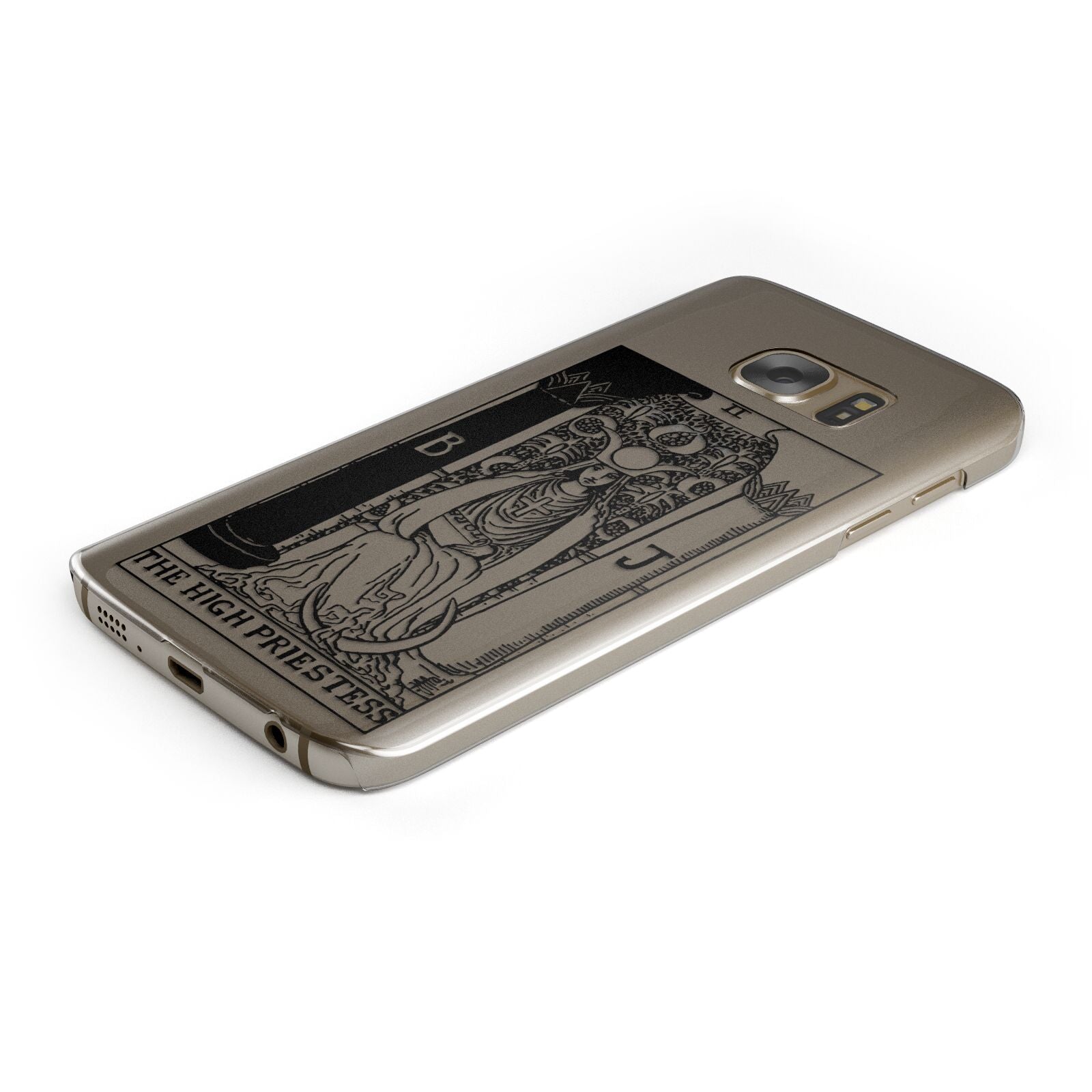 The High Priestess Monochrome Tarot Card Protective Samsung Galaxy Case Angled Image