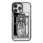 The High Priestess Monochrome Tarot Card iPhone 14 Pro Max Black Impact Case on Silver phone
