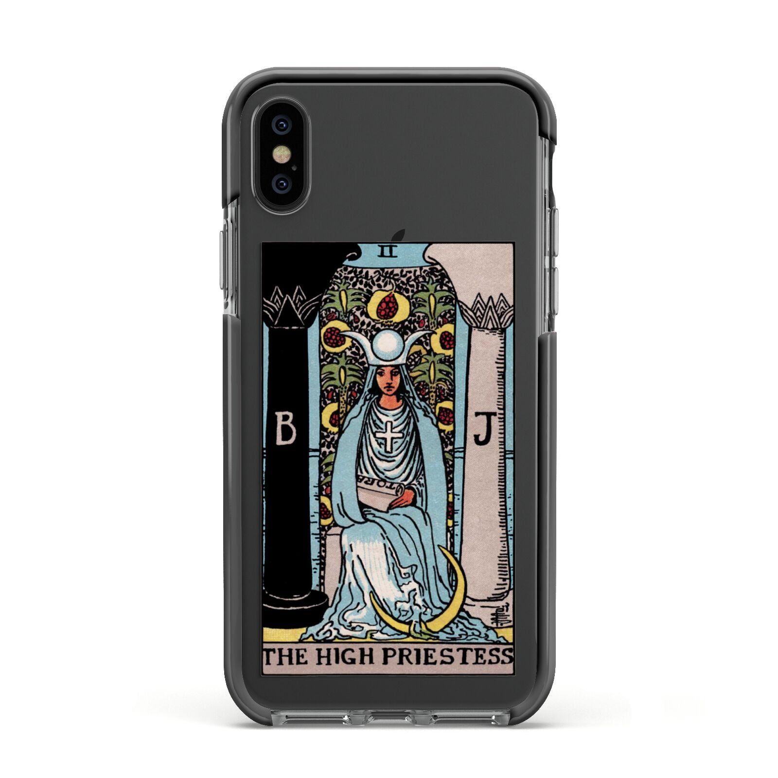 The High Priestess Tarot Card Apple iPhone Xs Impact Case Black Edge on Black Phone