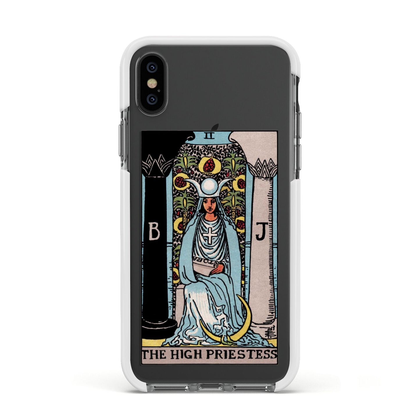 The High Priestess Tarot Card Apple iPhone Xs Impact Case White Edge on Black Phone