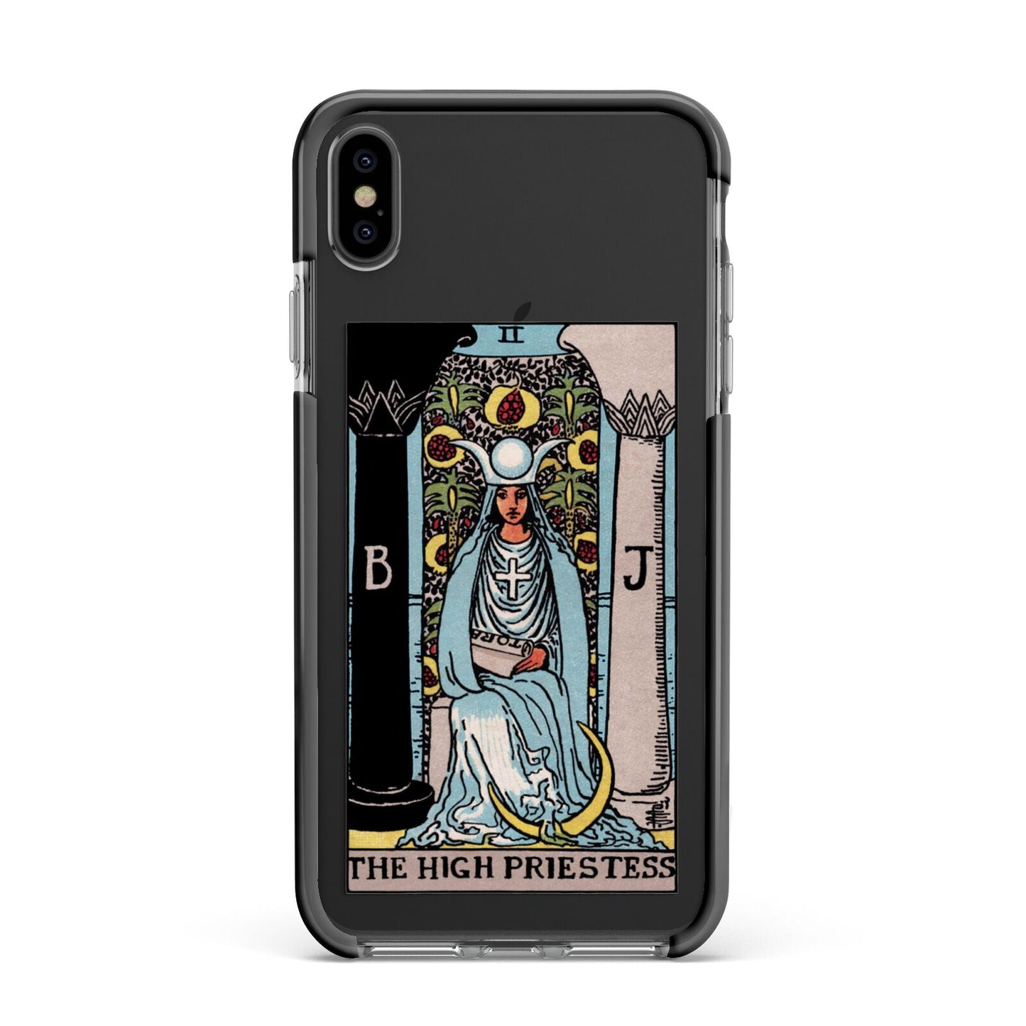 The High Priestess Tarot Card Apple iPhone Xs Max Impact Case Black Edge on Black Phone