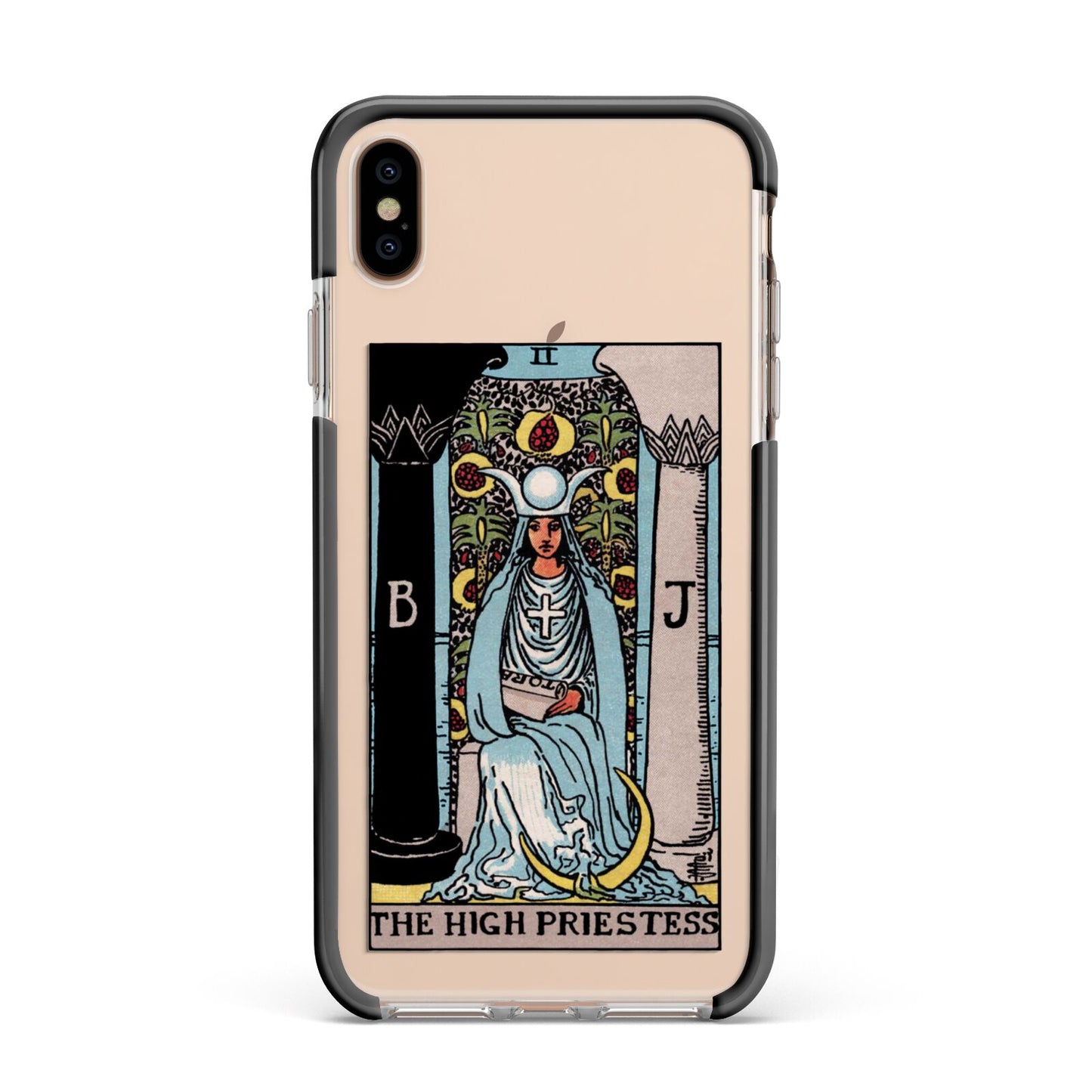 The High Priestess Tarot Card Apple iPhone Xs Max Impact Case Black Edge on Gold Phone