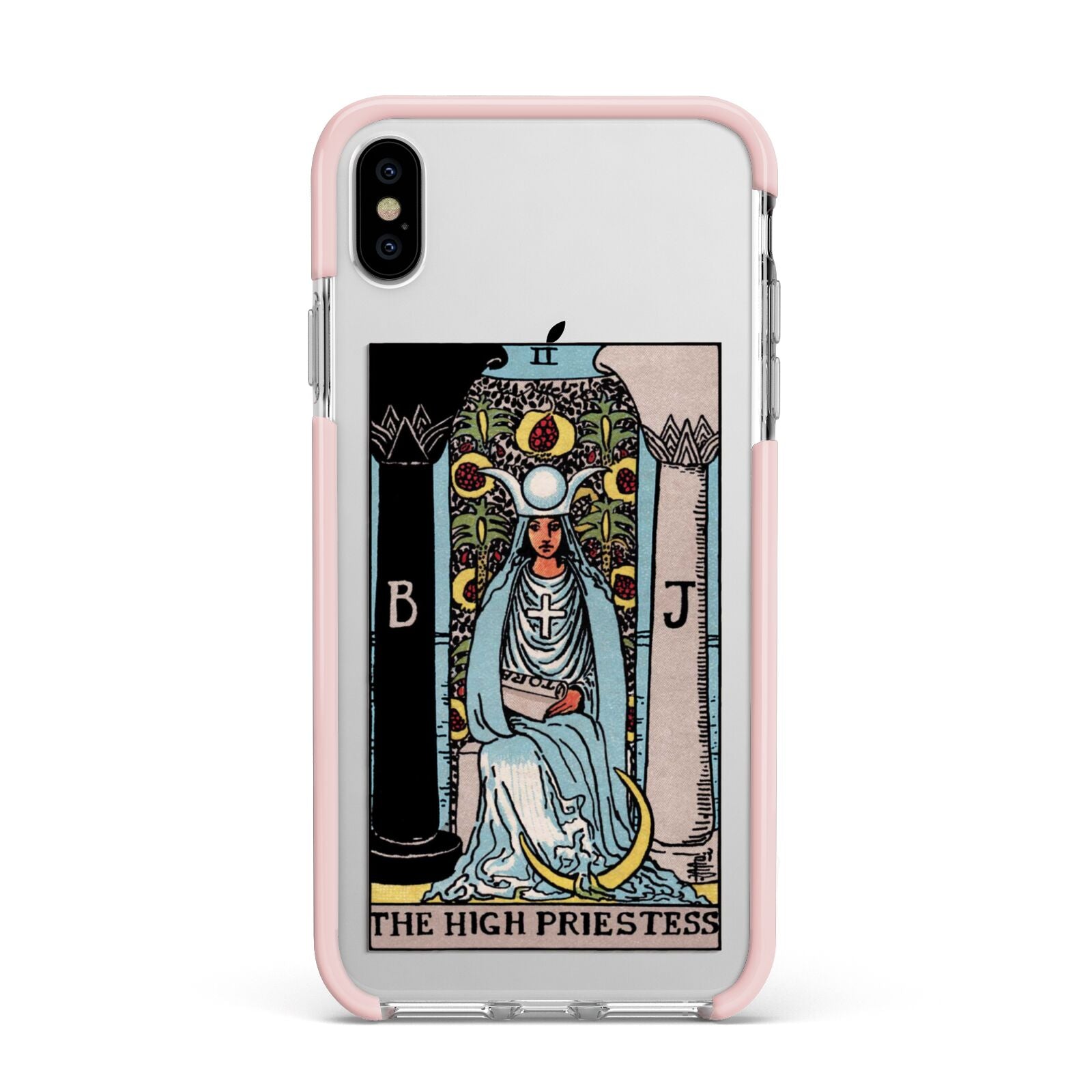 The High Priestess Tarot Card Apple iPhone Xs Max Impact Case Pink Edge on Silver Phone