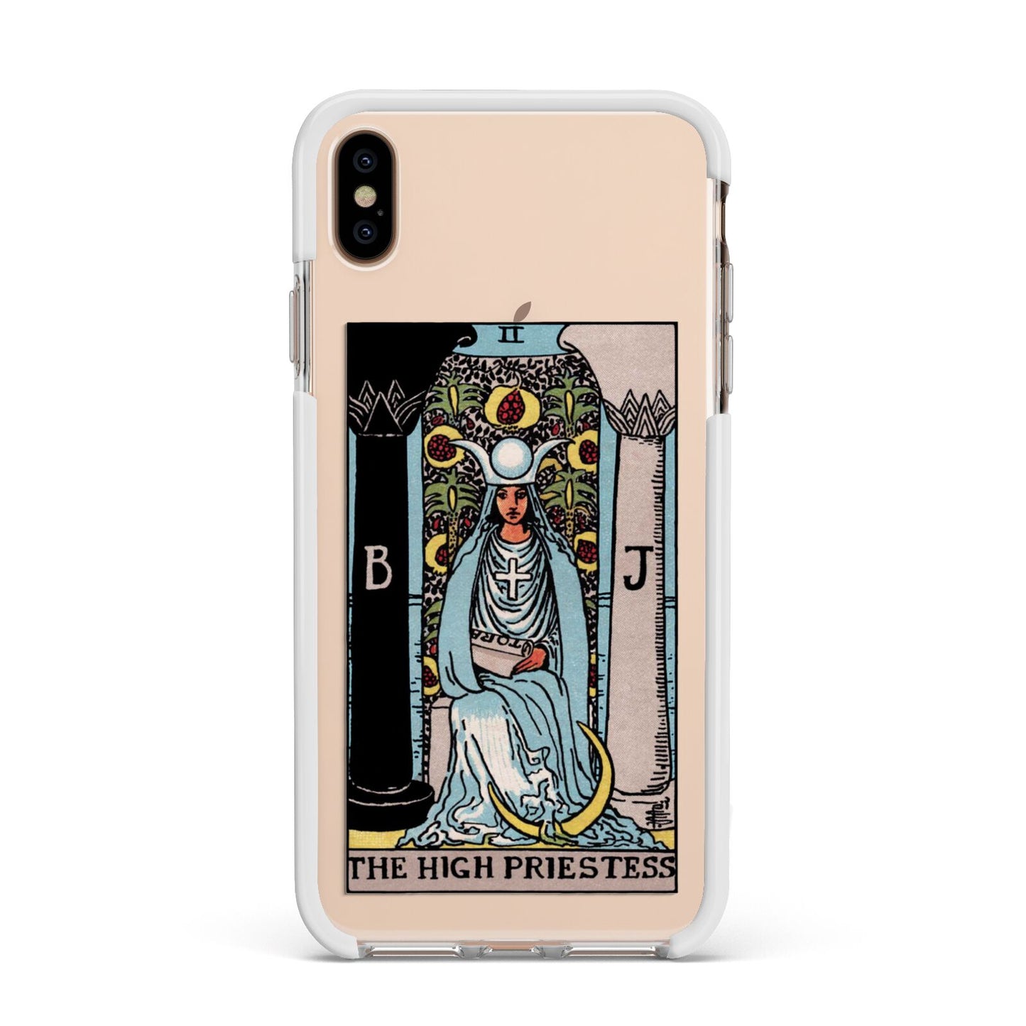 The High Priestess Tarot Card Apple iPhone Xs Max Impact Case White Edge on Gold Phone