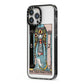 The High Priestess Tarot Card iPhone 13 Pro Max Black Impact Case Side Angle on Silver phone