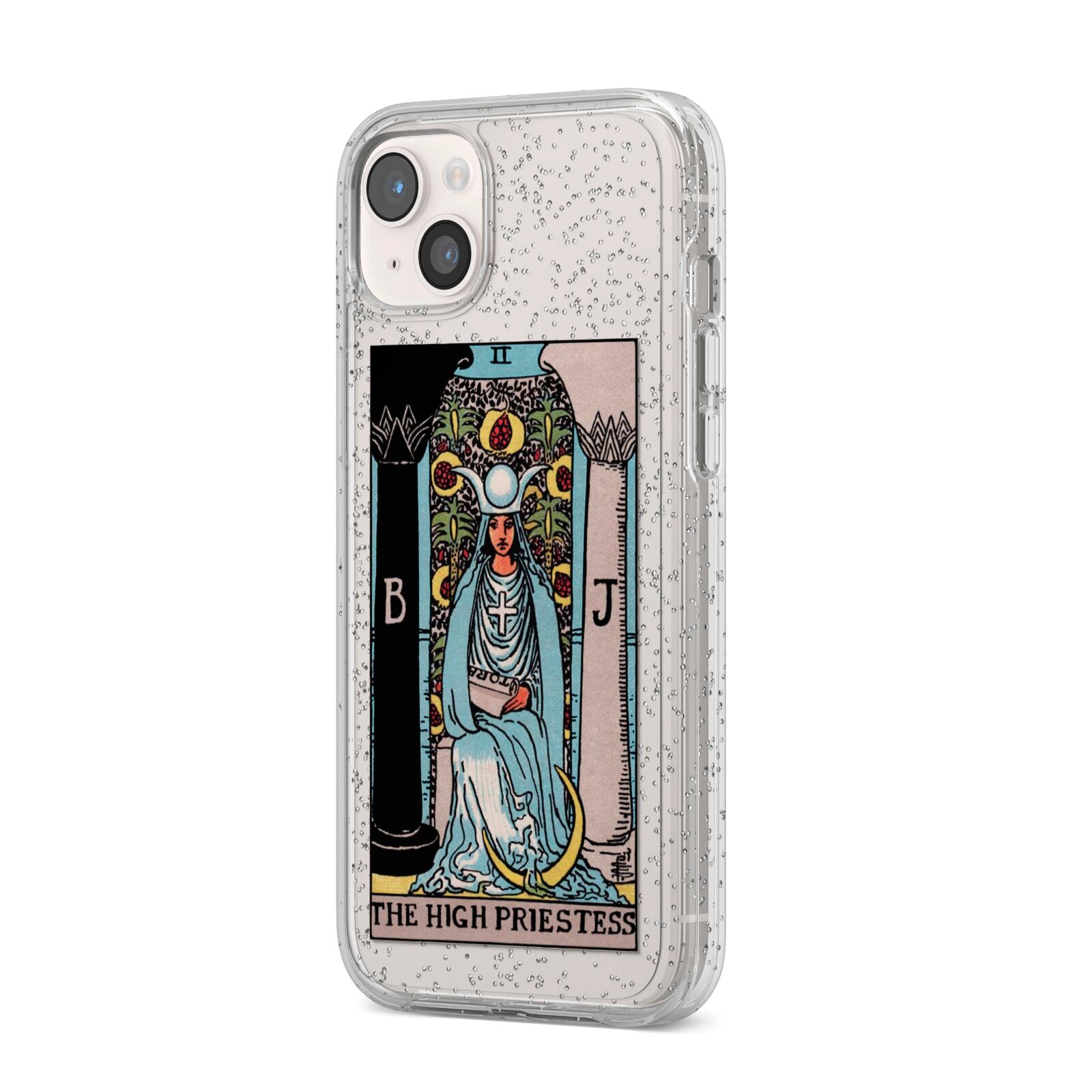 The High Priestess Tarot Card iPhone 14 Plus Glitter Tough Case Starlight Angled Image