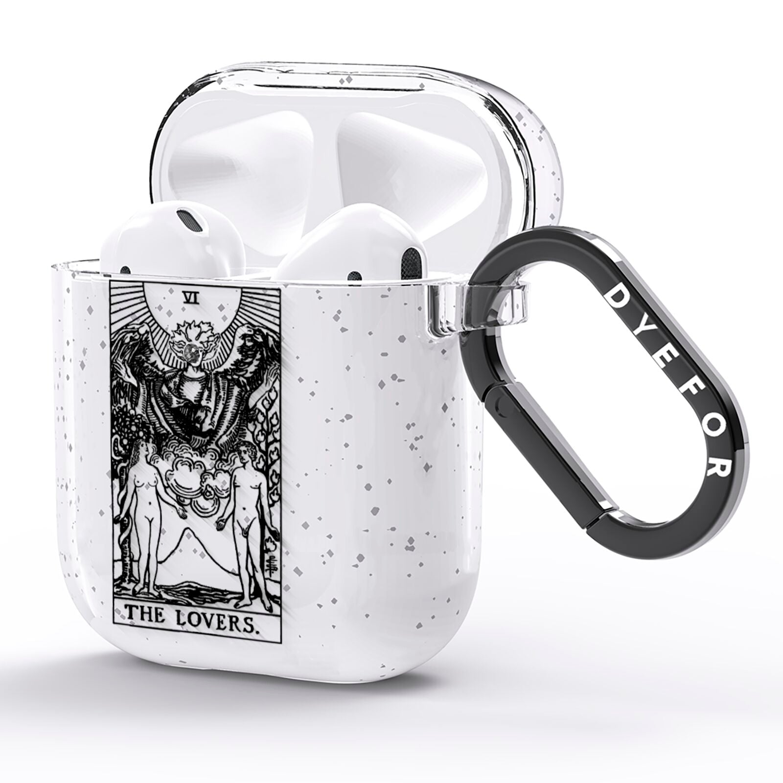 The Lovers Monochrome Tarot Card AirPods Glitter Case Side Image