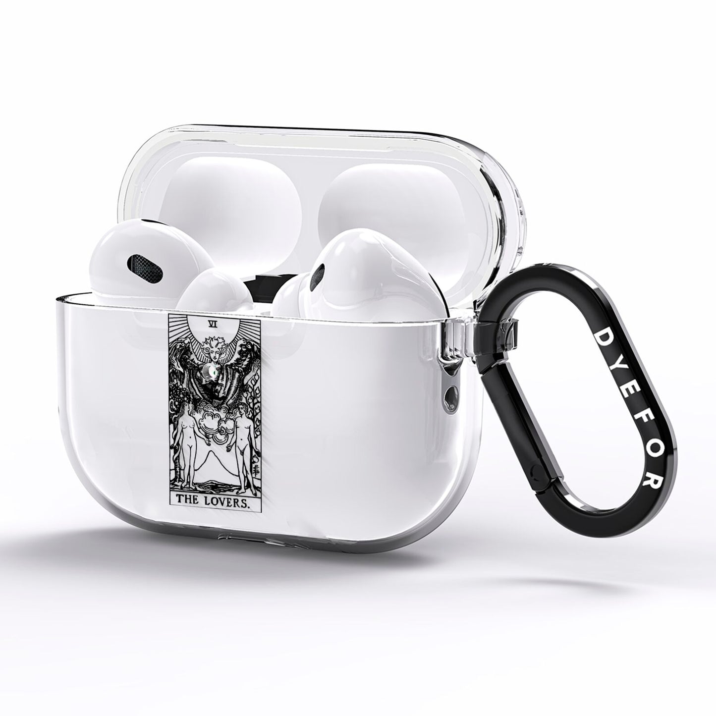 The Lovers Monochrome Tarot Card AirPods Pro Clear Case Side Image