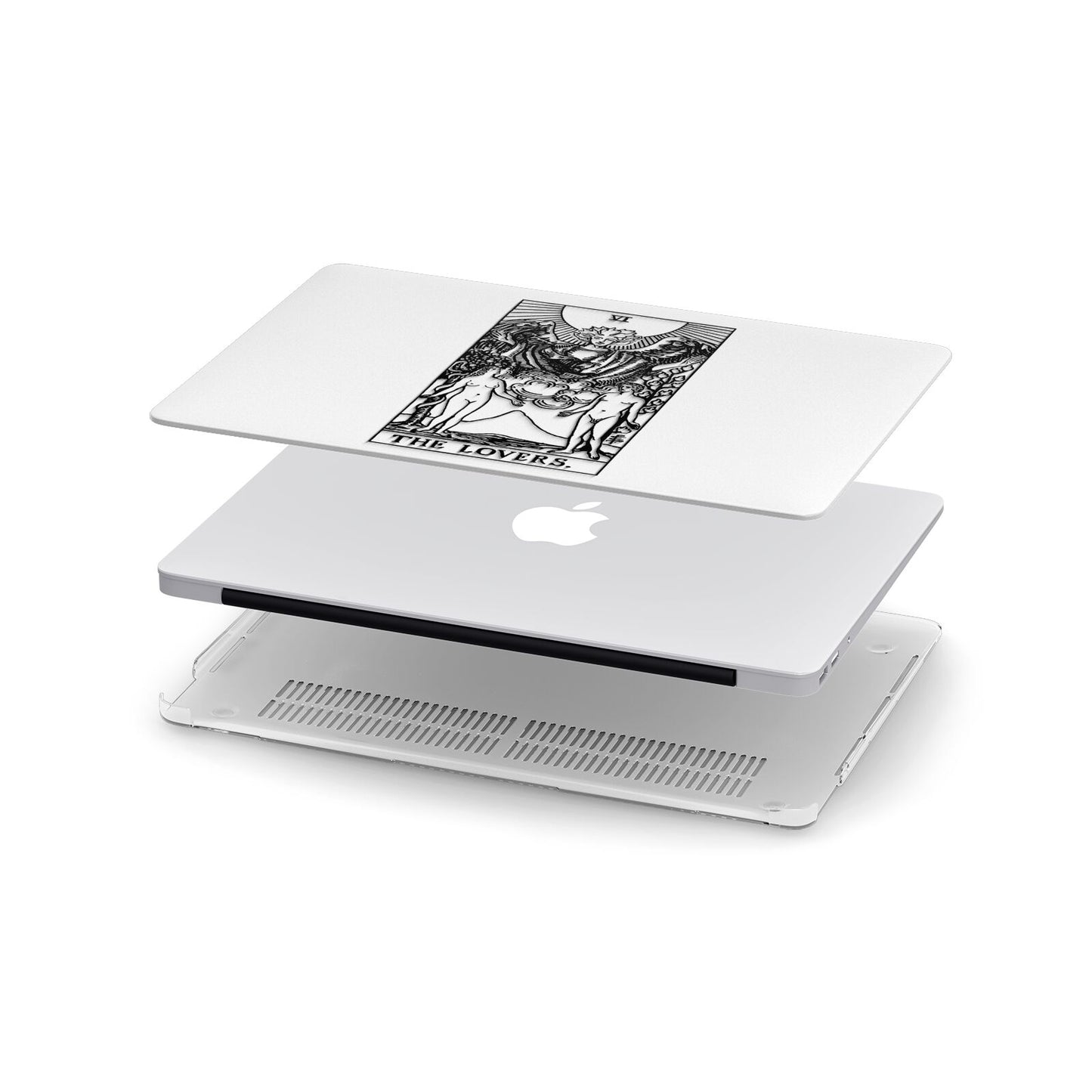 The Lovers Monochrome Tarot Card Apple MacBook Case in Detail