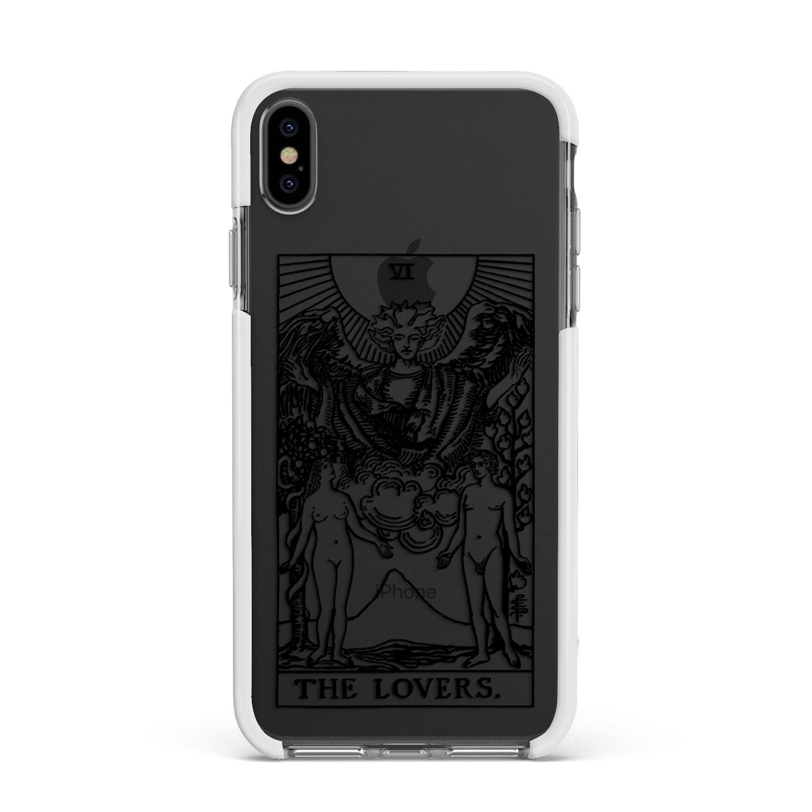 The Lovers Monochrome Tarot Card Apple iPhone Xs Max Impact Case White Edge on Black Phone