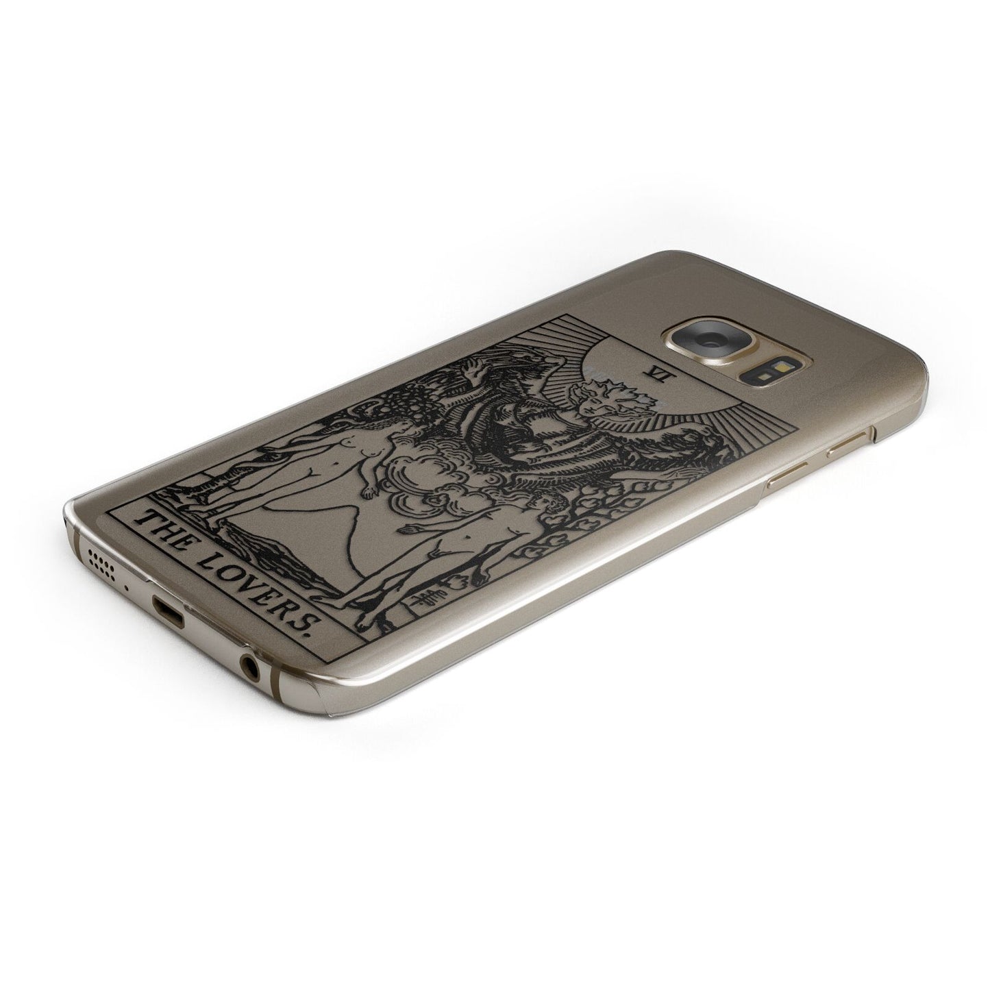 The Lovers Monochrome Tarot Card Protective Samsung Galaxy Case Angled Image